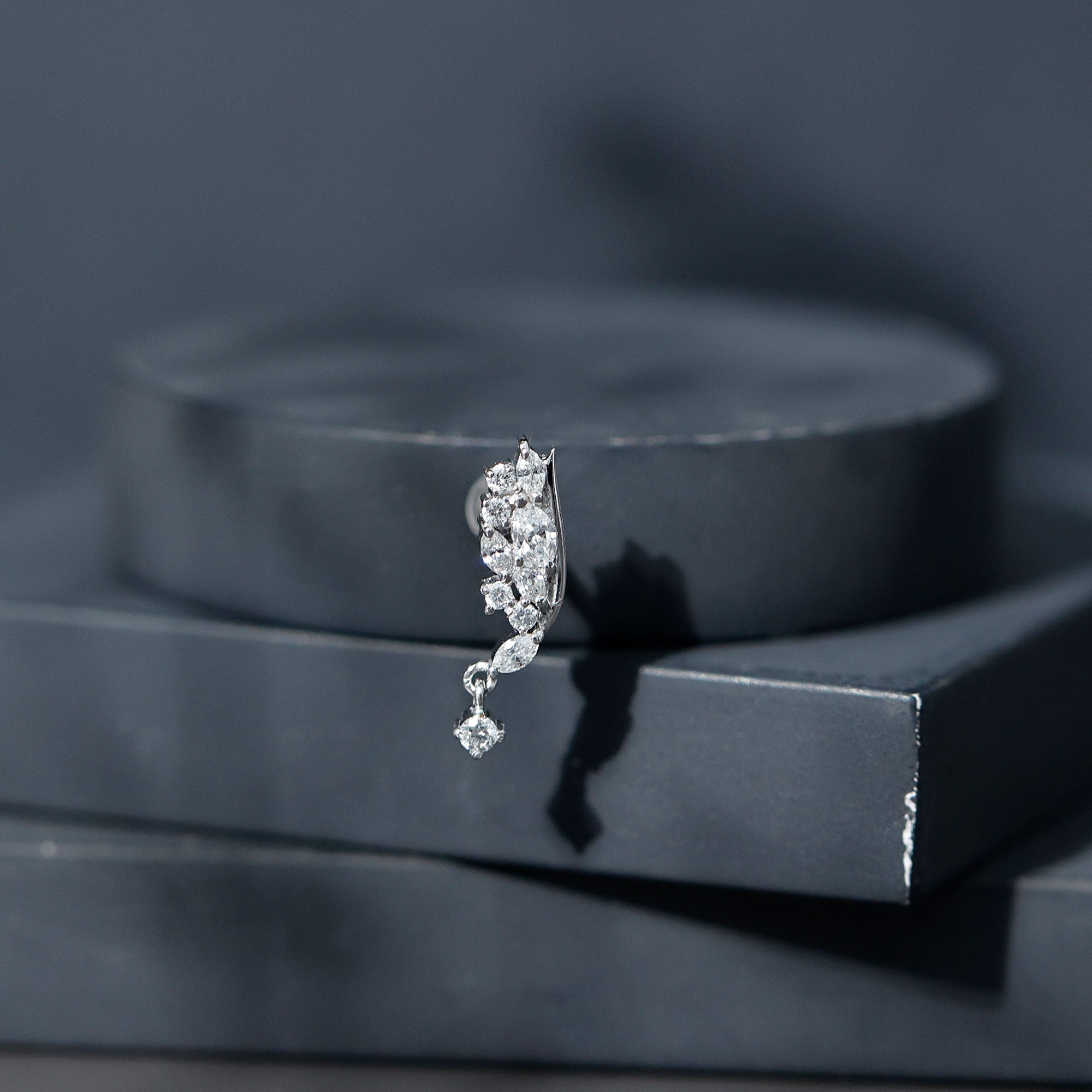 Unique Moissanite Wing Earring for Cartilage Piercing D-VS1 - Rosec Jewels