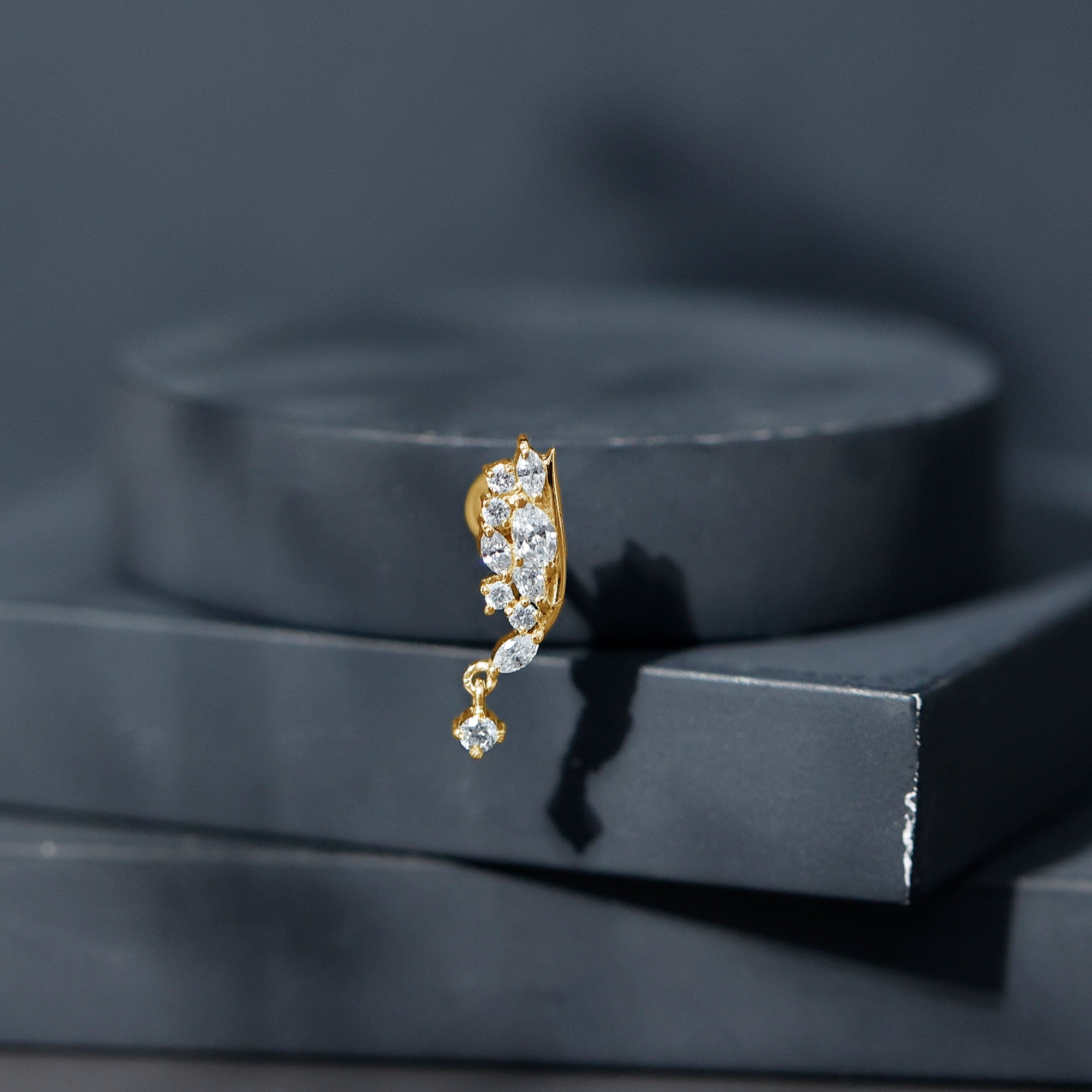 Unique Moissanite Wing Earring for Cartilage Piercing D-VS1 - Rosec Jewels