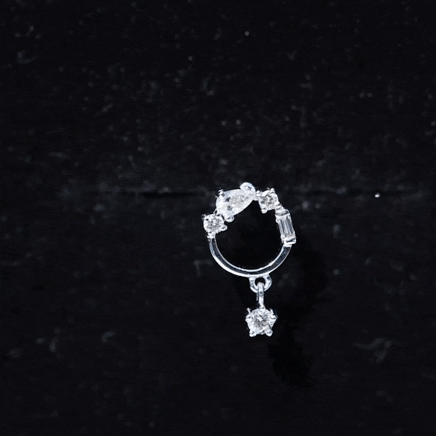 Moissanite Circle Drop Earring for Cartilage Piercing D-VS1 - Rosec Jewels