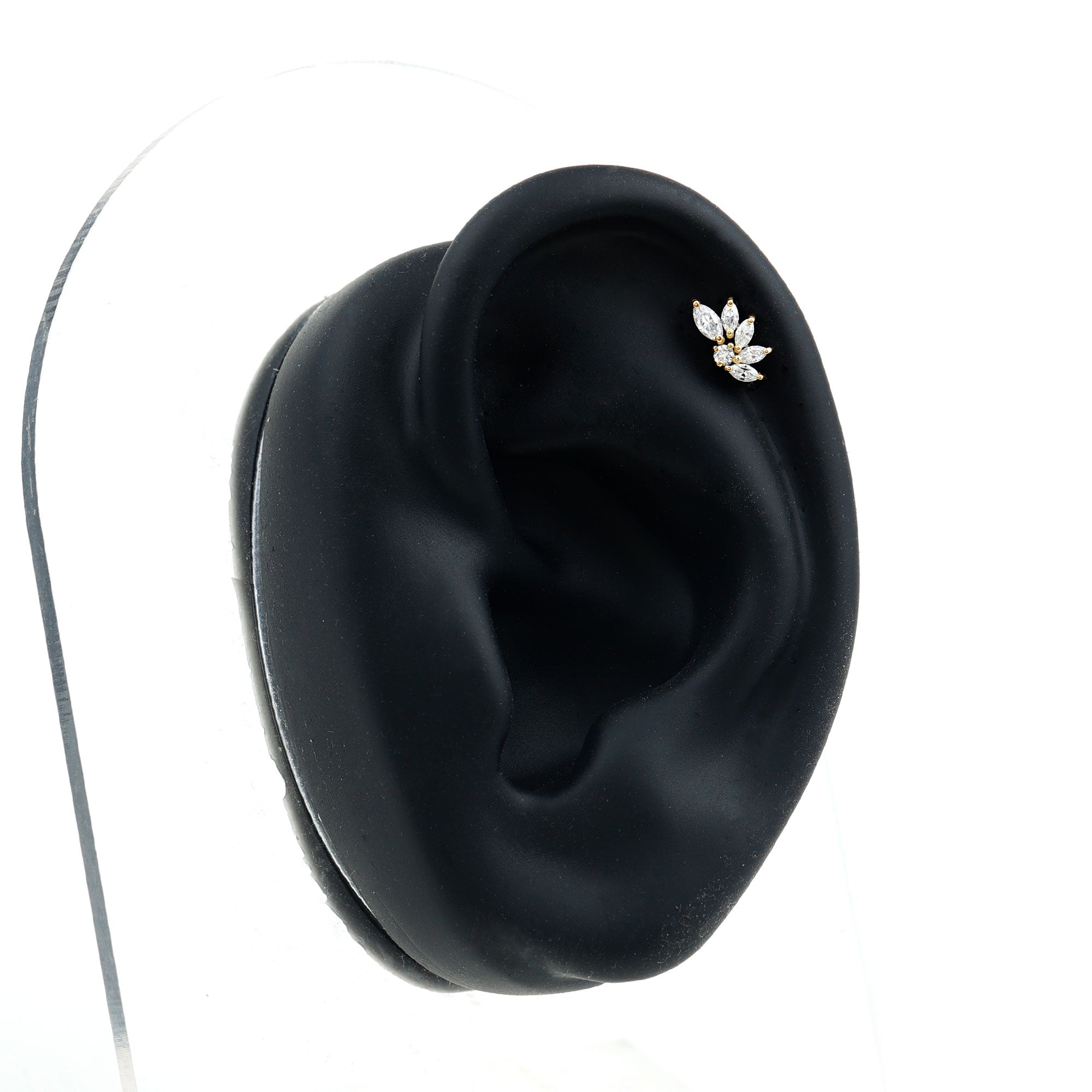 Marquise and Round Cut Moissanite Earring for Cartilage Piercing D-VS1 - Rosec Jewels