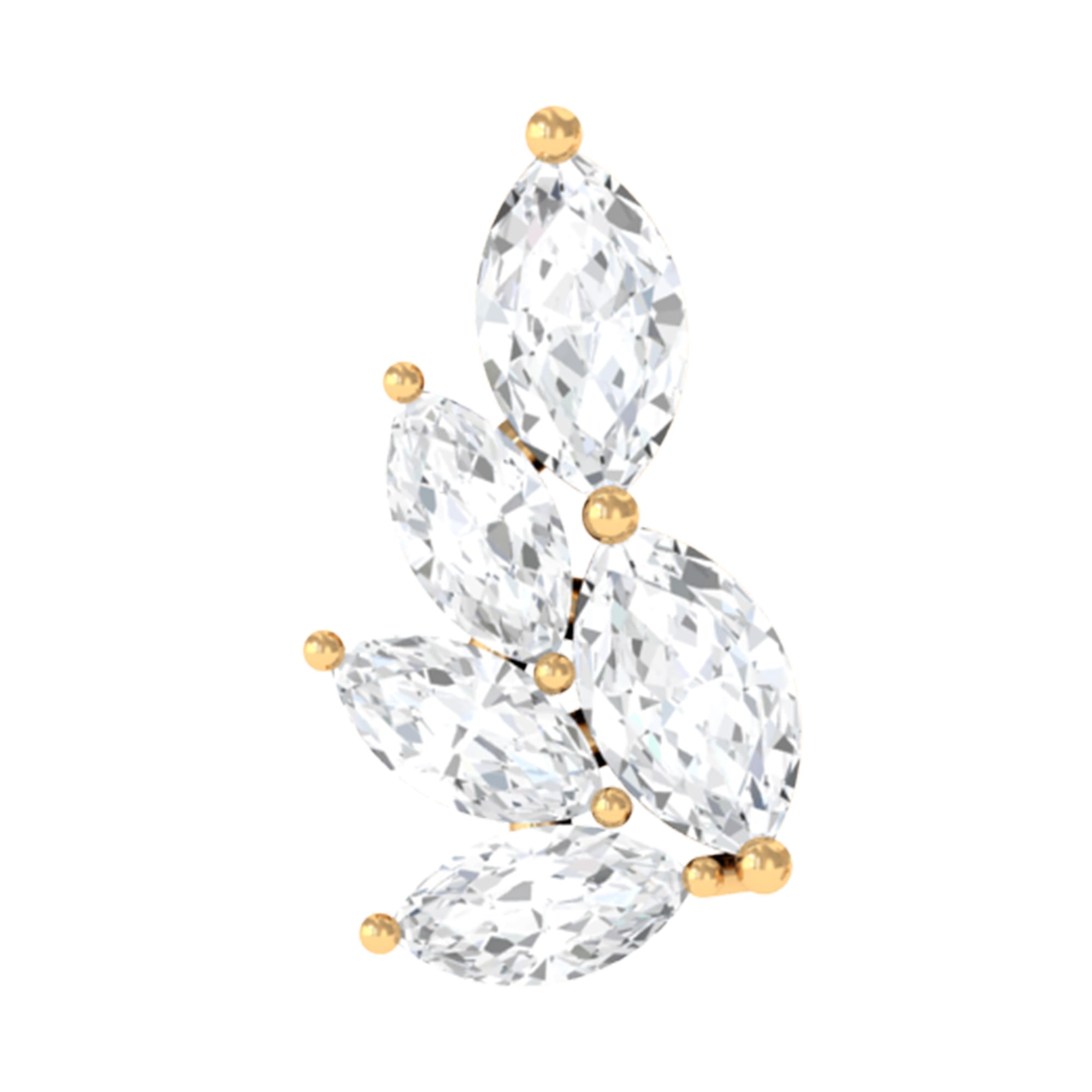 Marquise Moissanite Cluster Earring for Helix Piercing D-VS1 - Rosec Jewels