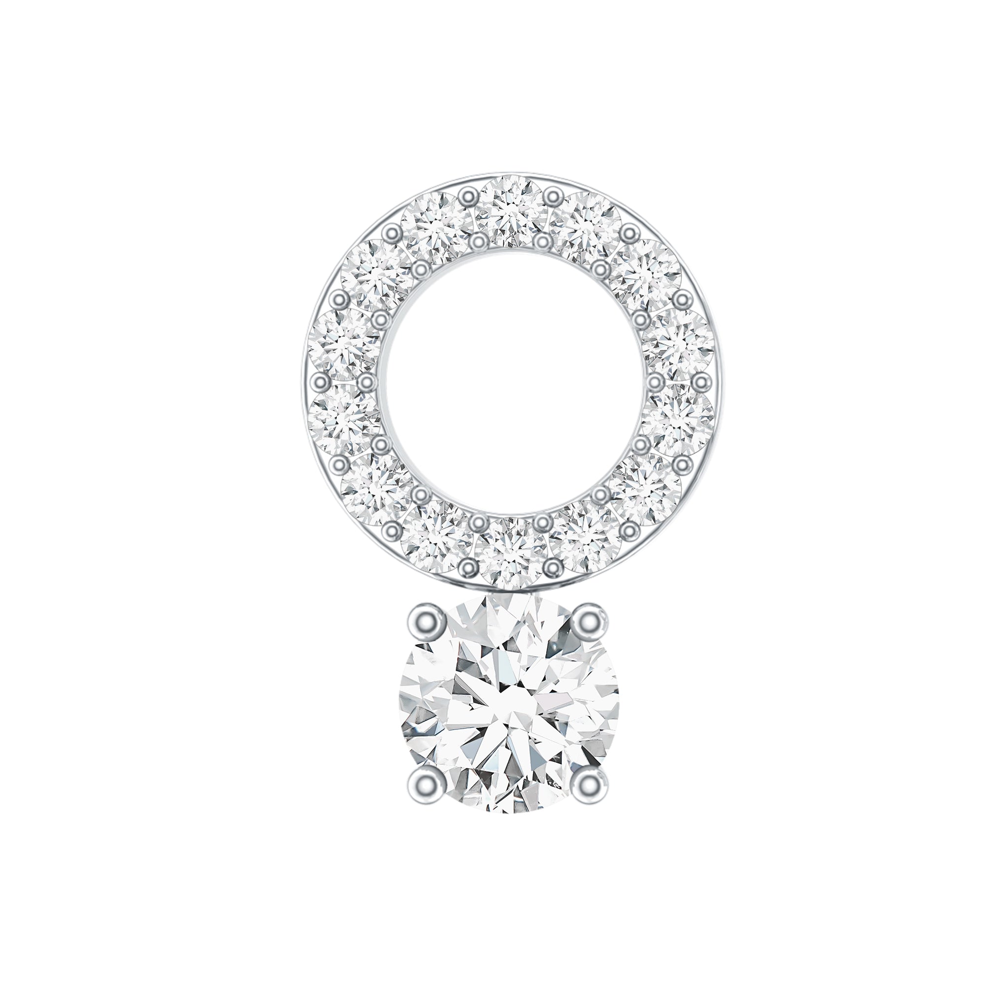 Certified Moissanite Open Circle Cartilage Earring for Women D-VS1 - Rosec Jewels