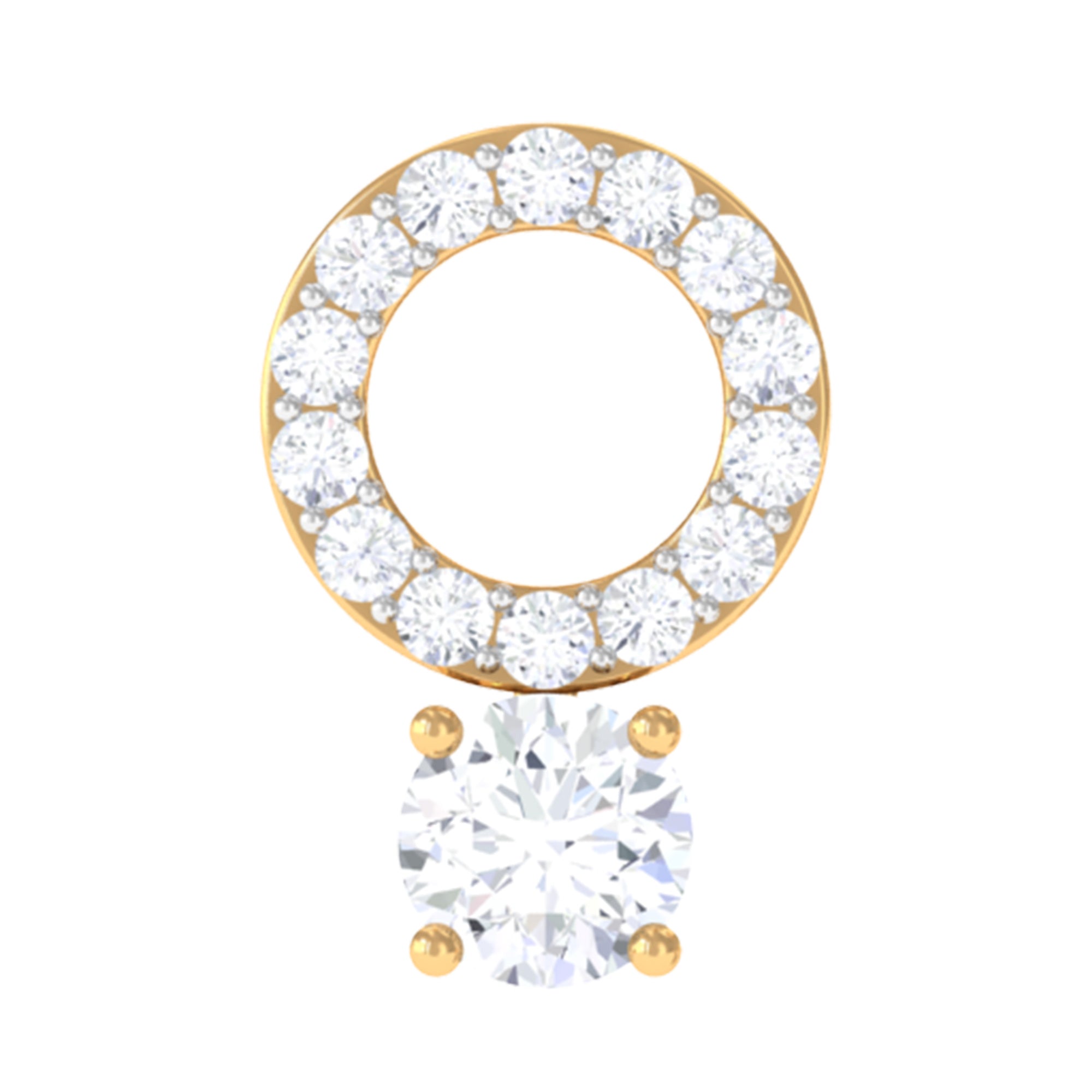 Certified Moissanite Open Circle Cartilage Earring for Women D-VS1 - Rosec Jewels