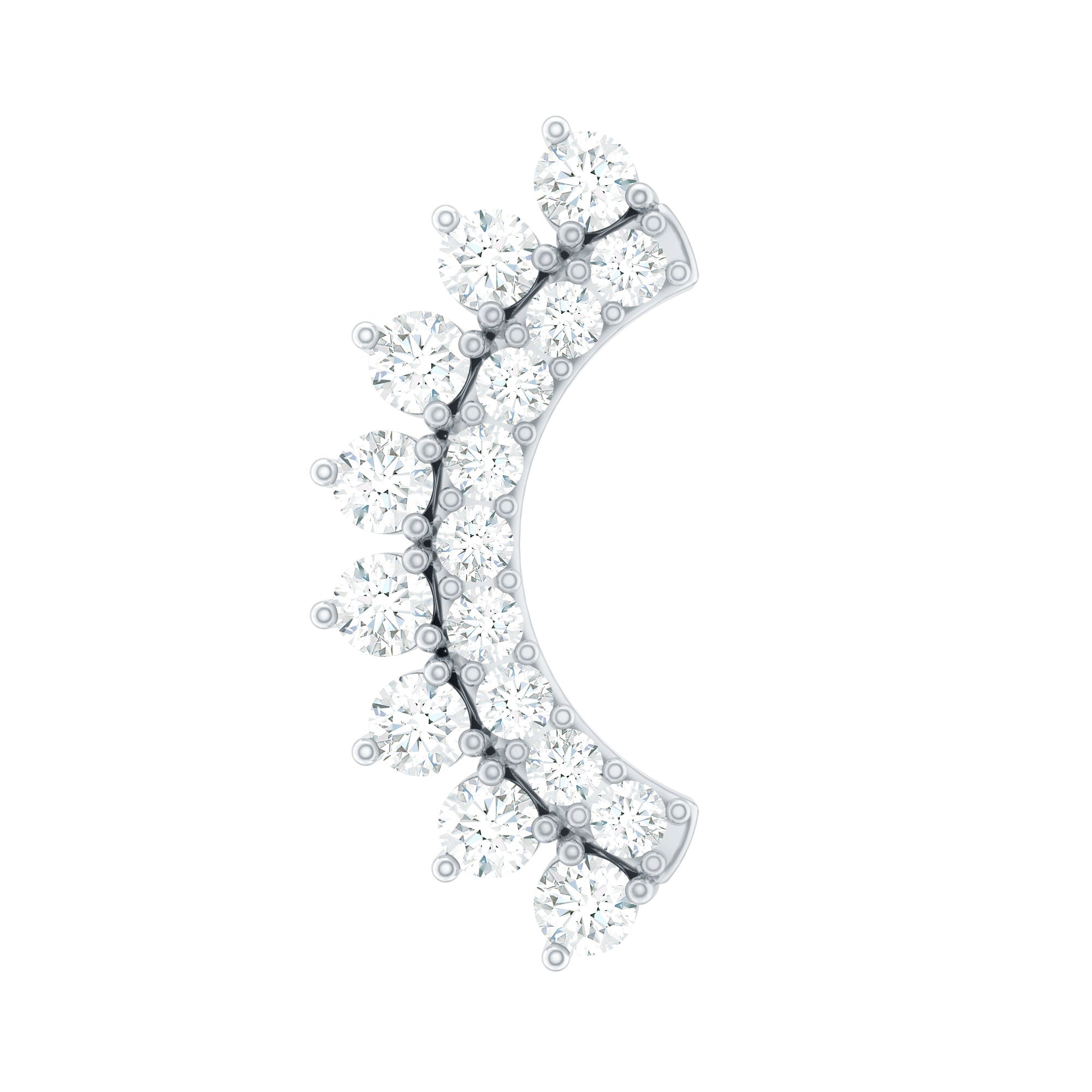 Certified Diamond Curved Cartilage Earring Natural - ( HI-SI ) - Rosec Jewels