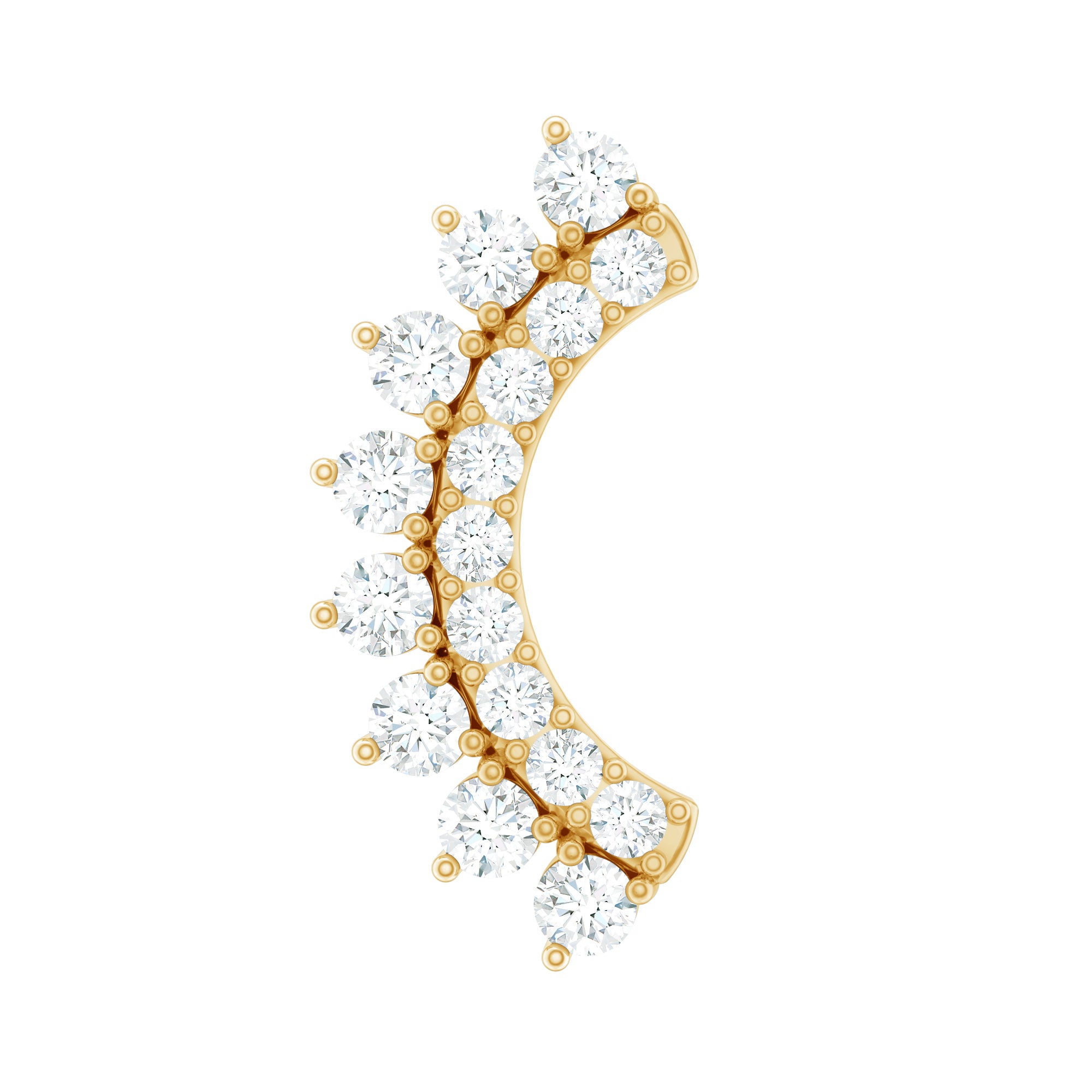 Certified Diamond Curved Cartilage Earring Natural - ( HI-SI ) - Rosec Jewels