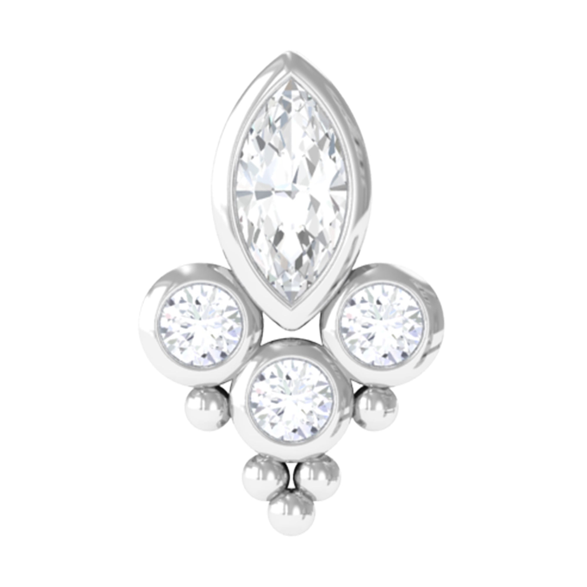 Bezel Set Moissanite Designer Earring for Conch Piercing D-VS1 - Rosec Jewels