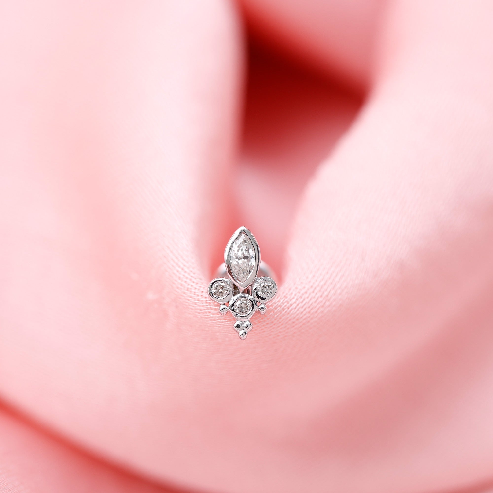Bezel Set Moissanite Designer Earring for Conch Piercing D-VS1 - Rosec Jewels