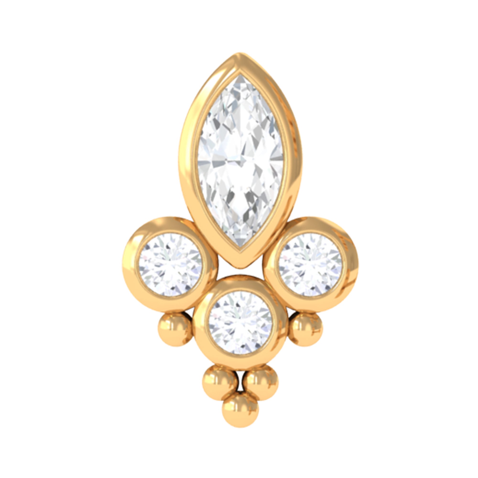 Bezel Set Moissanite Designer Earring for Conch Piercing