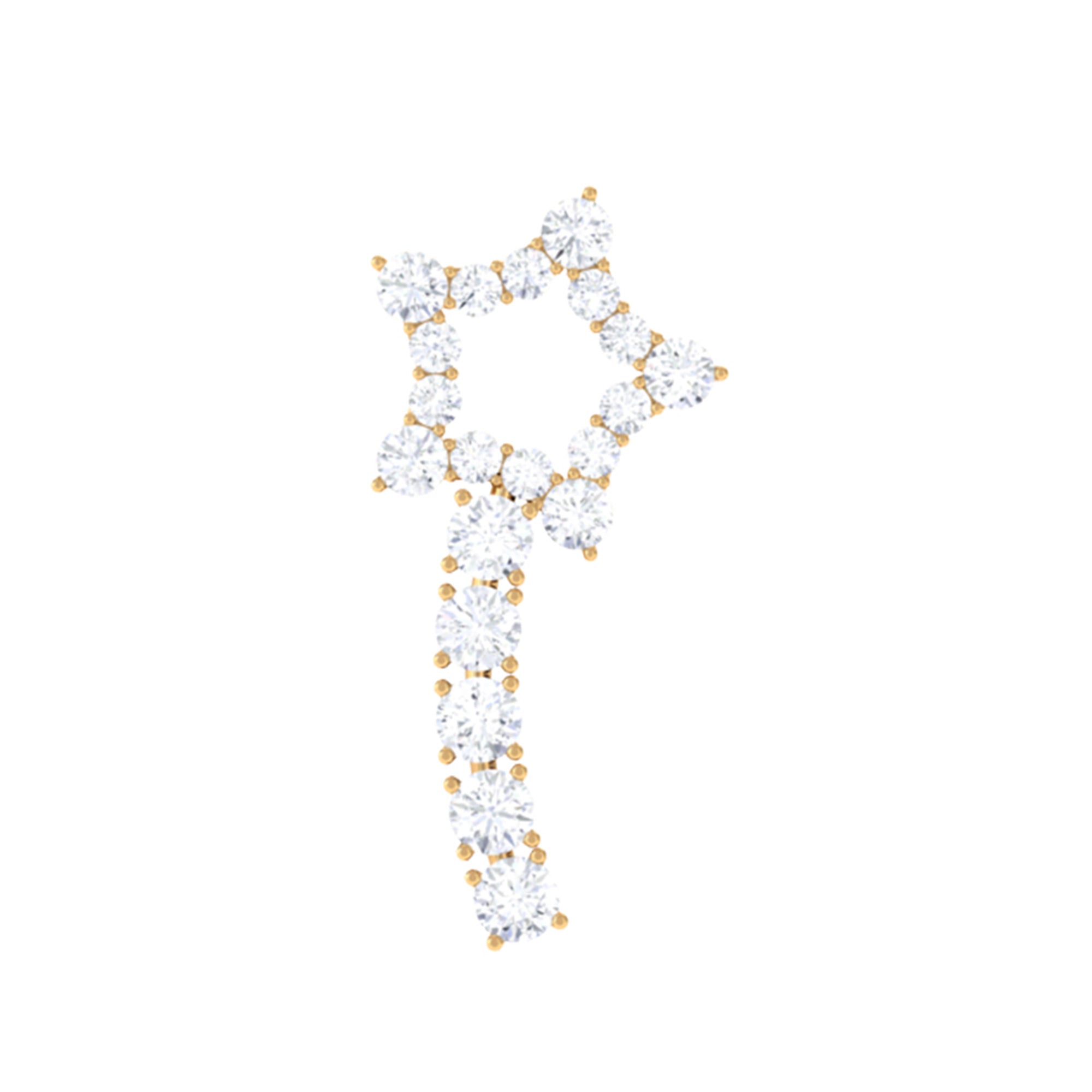 Certified Moissanite Shooting Star Cartilage Earring D-VS1 - Rosec Jewels