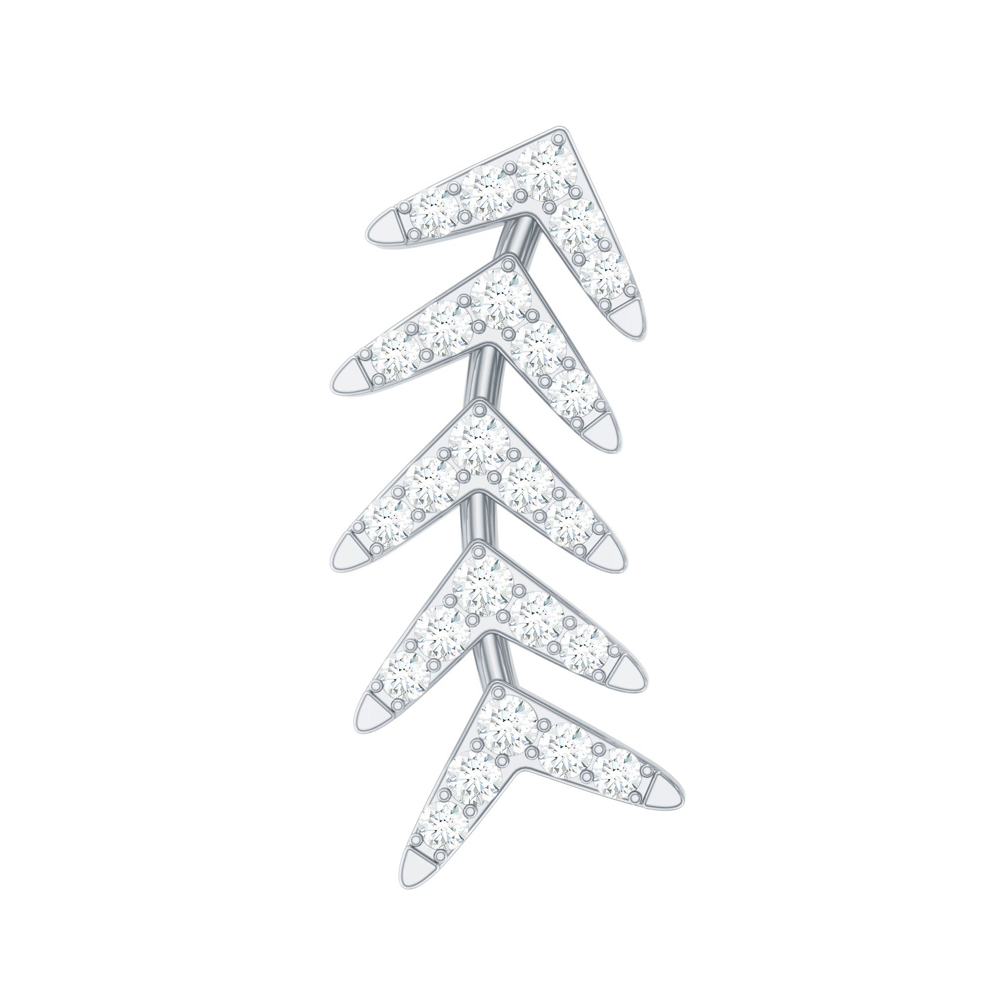 Certified Moissanite Leaf Crawler Earring for Helix Piercing D-VS1 - Rosec Jewels