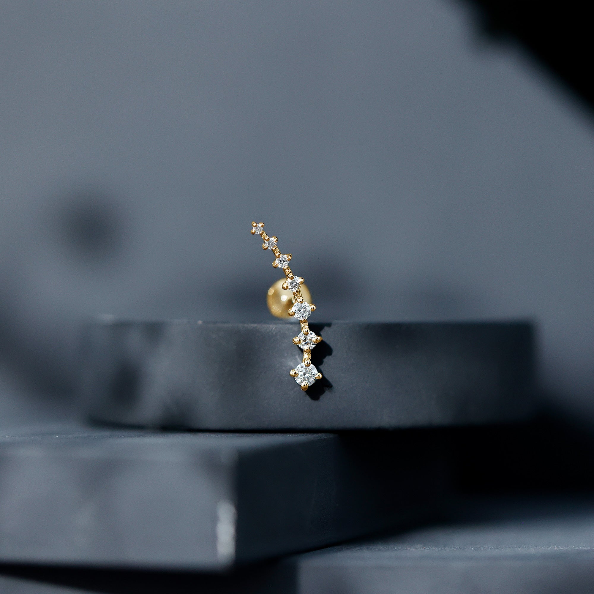 Graduated Style Moissanite Ear Crawler Earring for Helix Piercing D-VS1 - Rosec Jewels