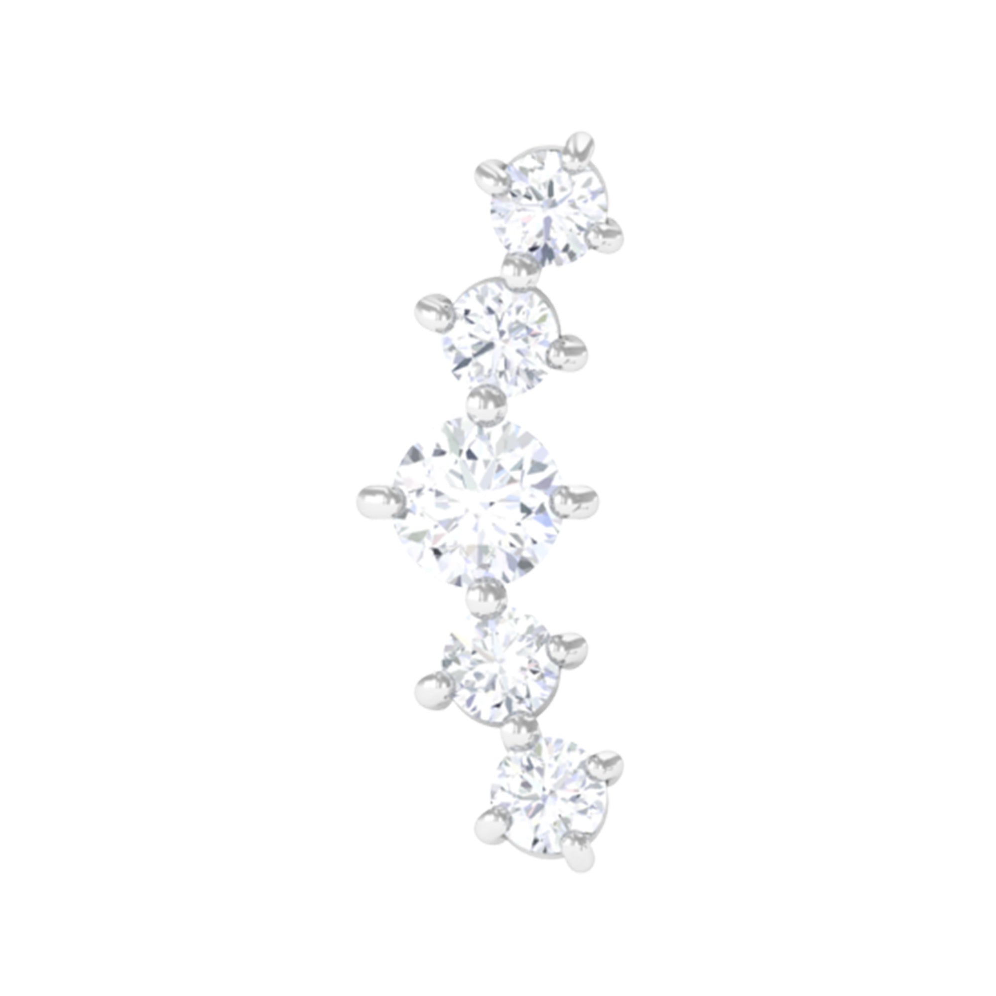 Graduated Style Diamond Crawler Earring for Women Natural - ( HI-SI ) - Rosec Jewels