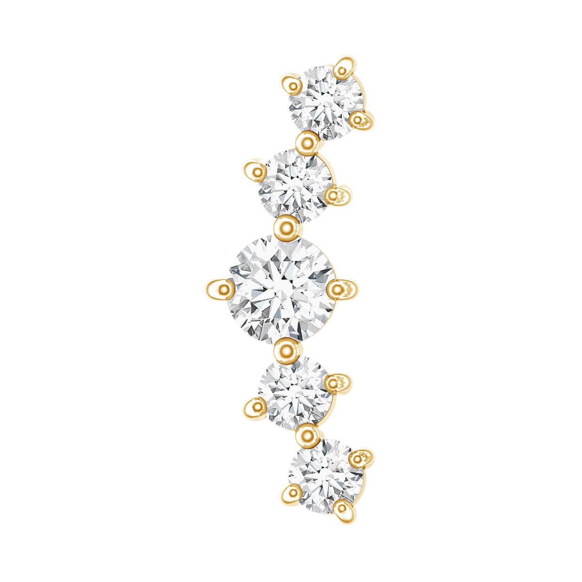 Graduated Style Diamond Crawler Earring for Women Natural - ( HI-SI ) - Rosec Jewels