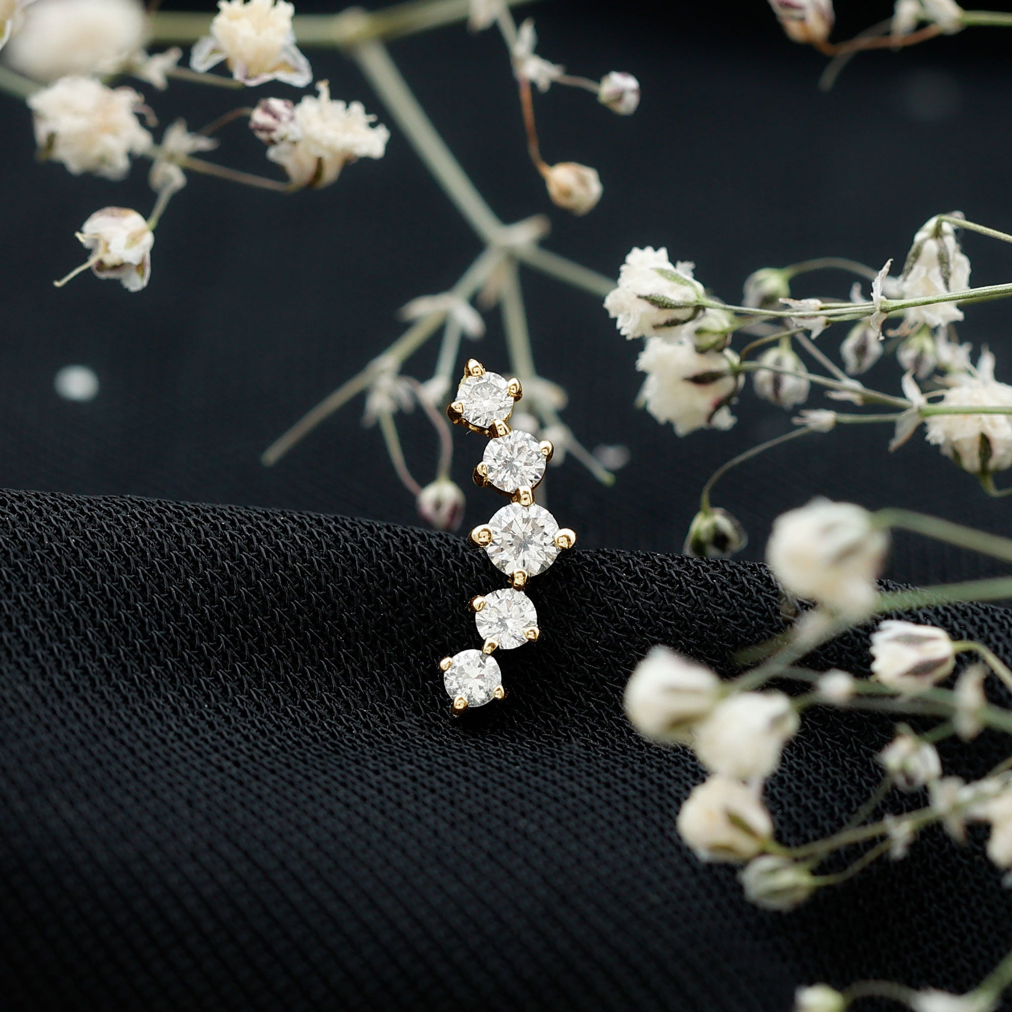 Graduated Style Diamond Crawler Earring for Women Natural - ( HI-SI ) - Rosec Jewels