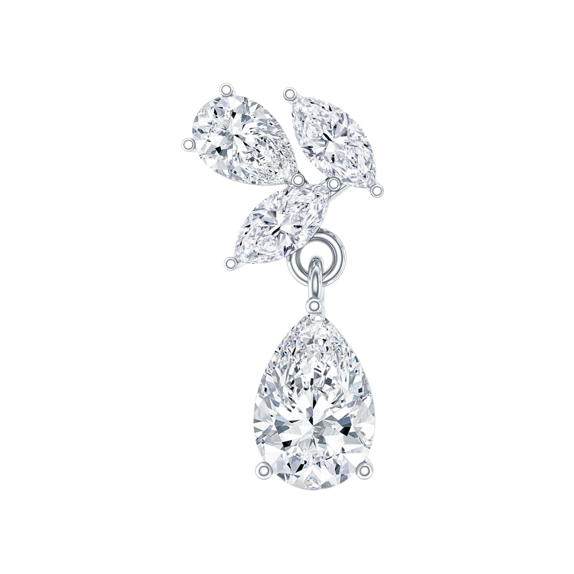 Natural Diamond Teardrop Cartilage Earring With Certificate Natural - ( HI-SI ) - Rosec Jewels