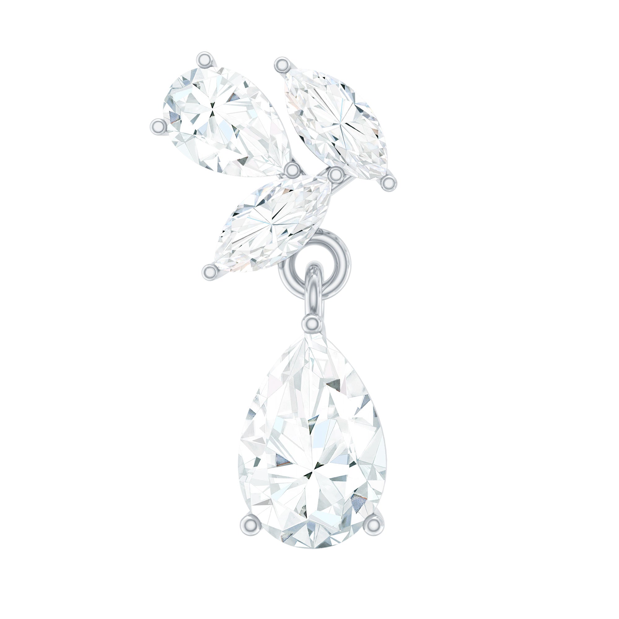 Natural Diamond Teardrop Cartilage Earring With Certificate Natural - ( HI-SI ) - Rosec Jewels