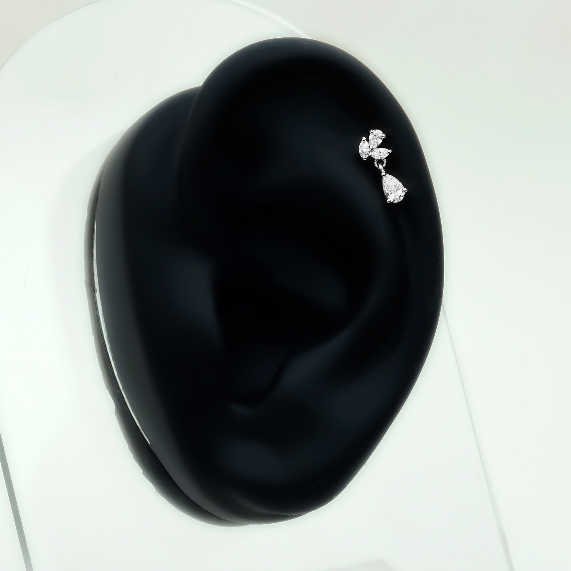 Natural Diamond Teardrop Cartilage Earring With Certificate Natural - ( HI-SI ) - Rosec Jewels
