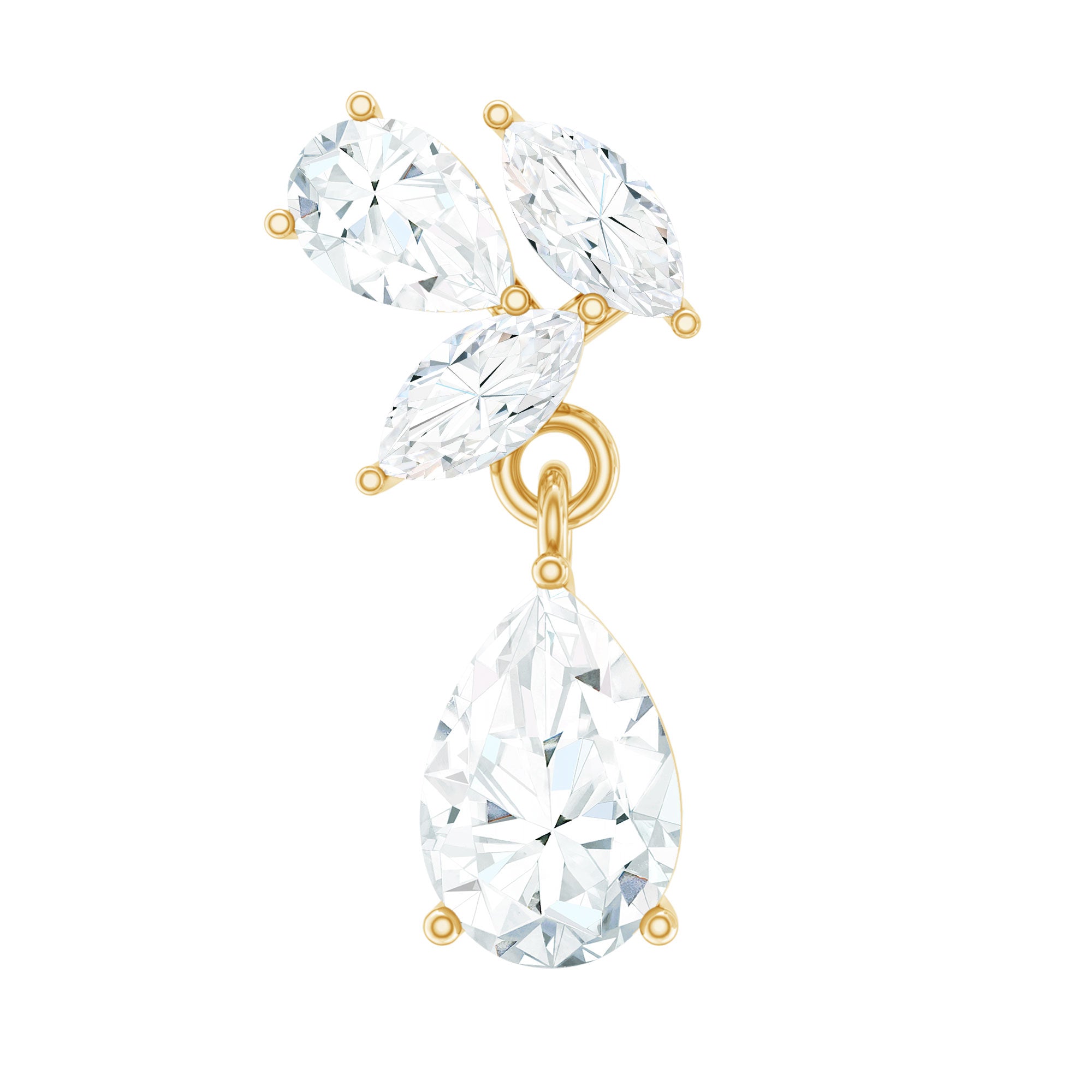 Natural Diamond Teardrop Cartilage Earring With Certificate Natural - ( HI-SI ) - Rosec Jewels