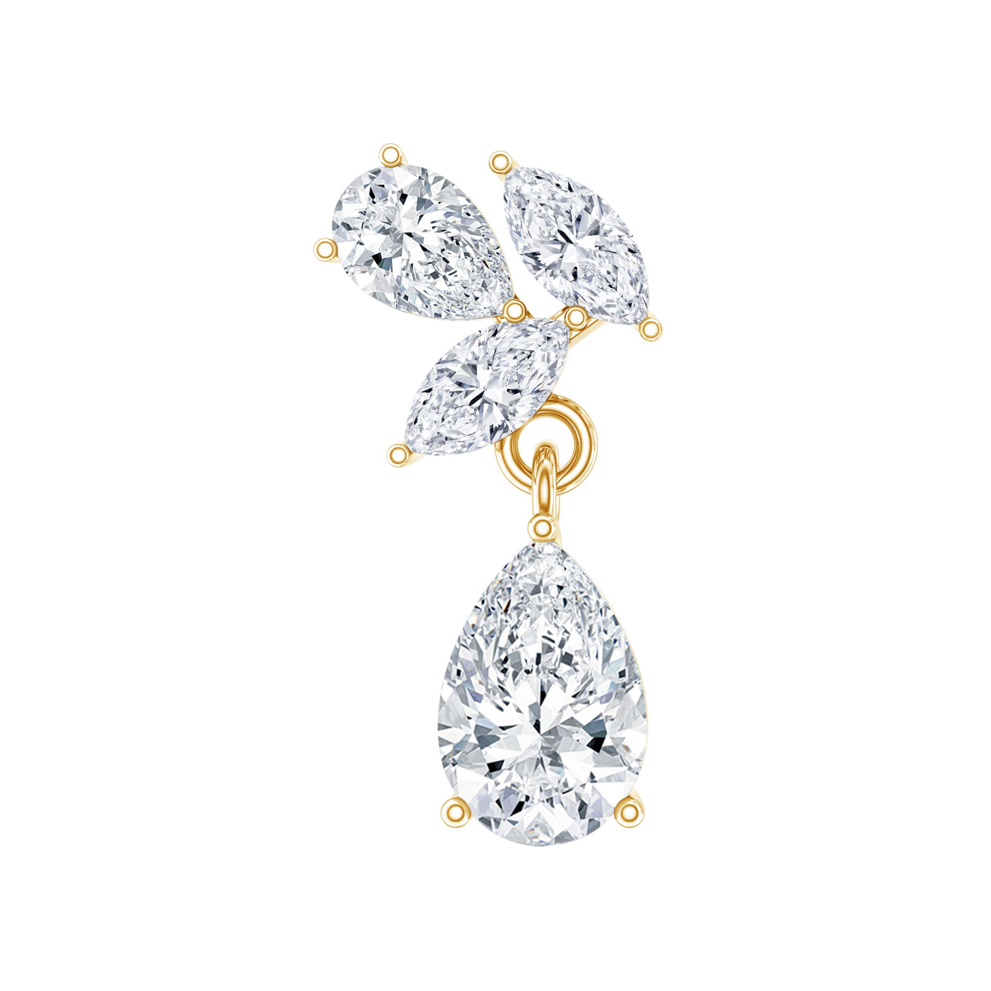 Natural Diamond Teardrop Cartilage Earring With Certificate Natural - ( HI-SI ) - Rosec Jewels