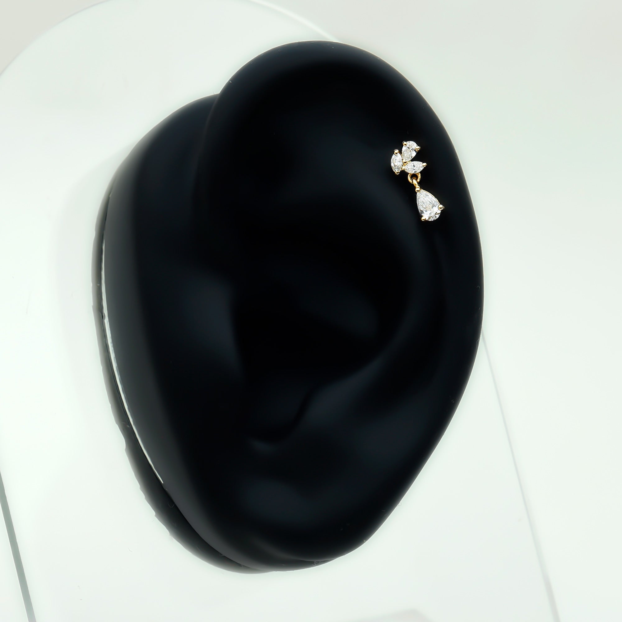 Natural Diamond Teardrop Cartilage Earring With Certificate Natural - ( HI-SI ) - Rosec Jewels