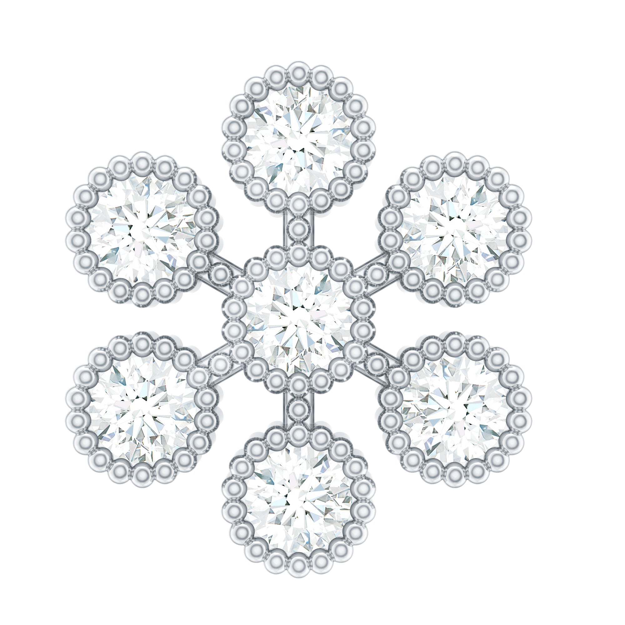 Moissanite Flower Cartilage Earring in Beaded Bezel Setting D-VS1 - Rosec Jewels