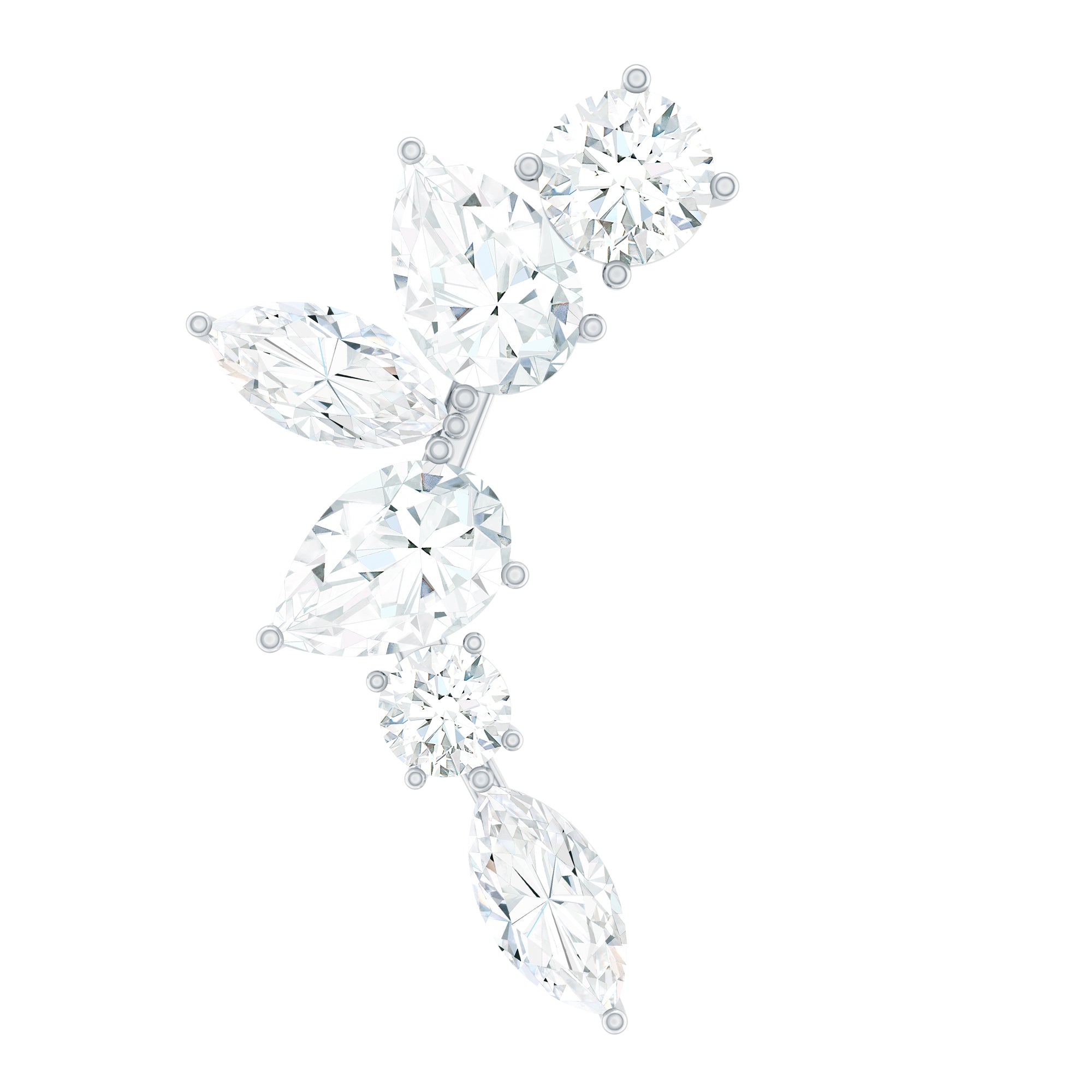 Certified Moissanite Curved Helix Earring for Women