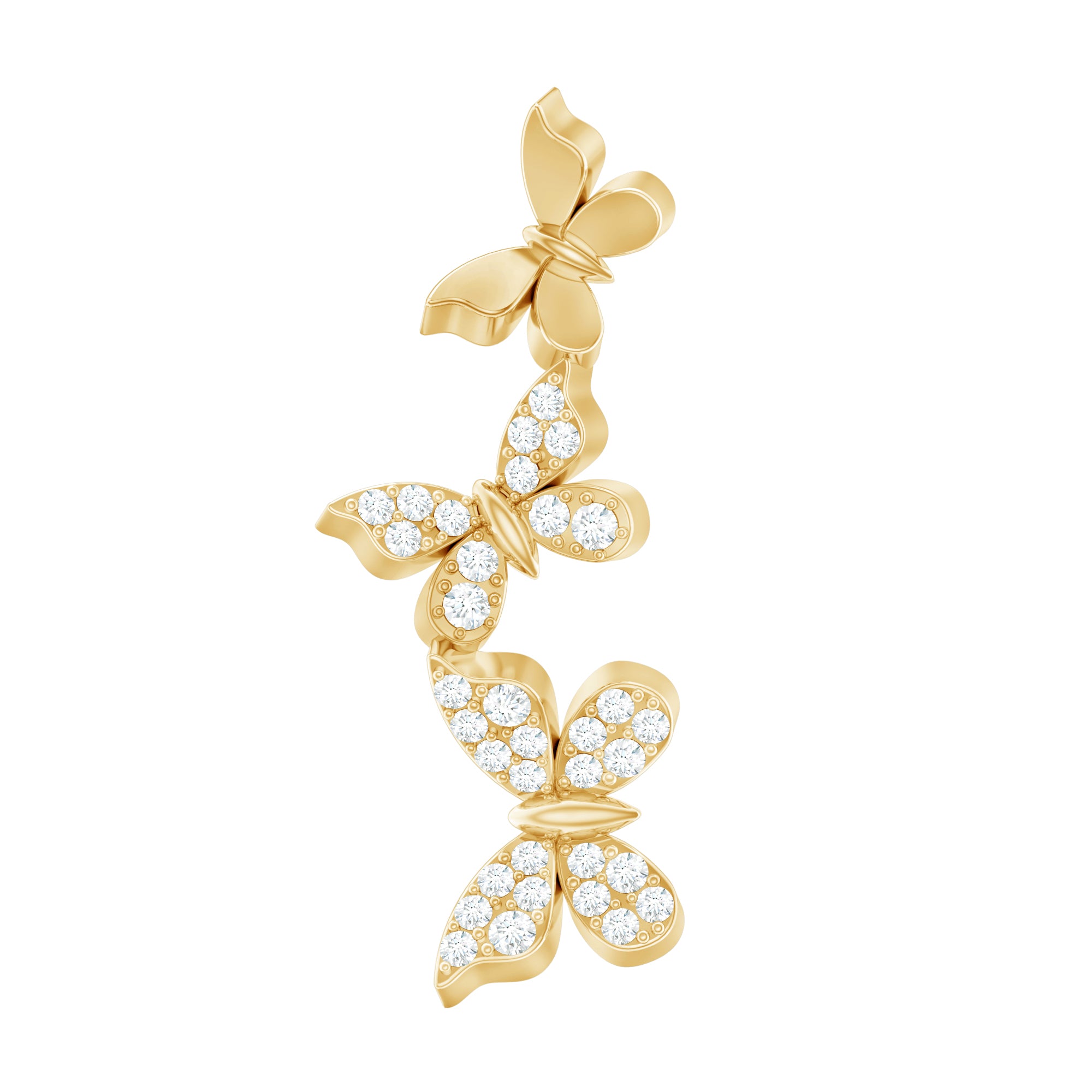 Moissanite Butterfly Climber Earring for Helix Piercing D-VS1 - Rosec Jewels