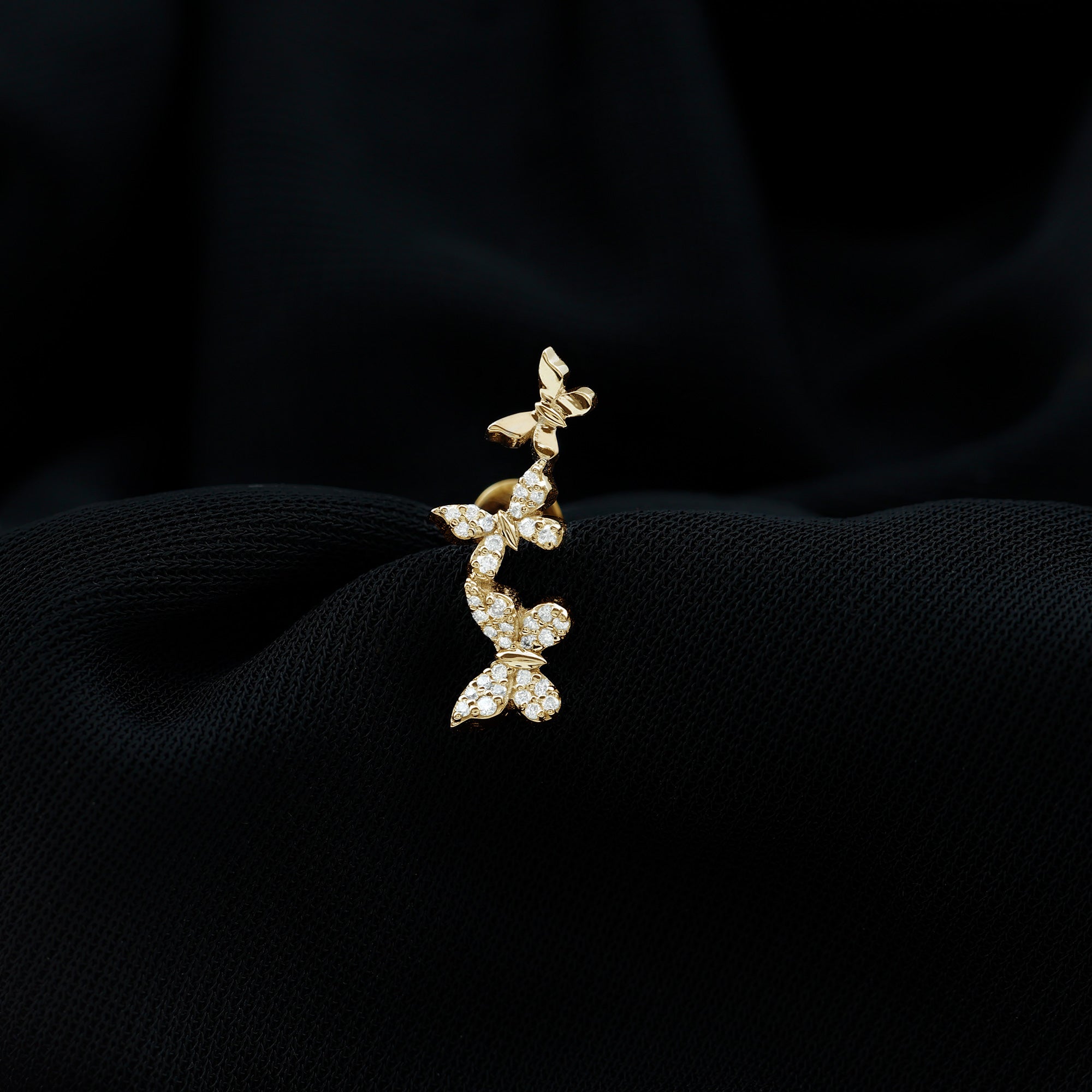 Moissanite Butterfly Climber Earring for Helix Piercing D-VS1 - Rosec Jewels