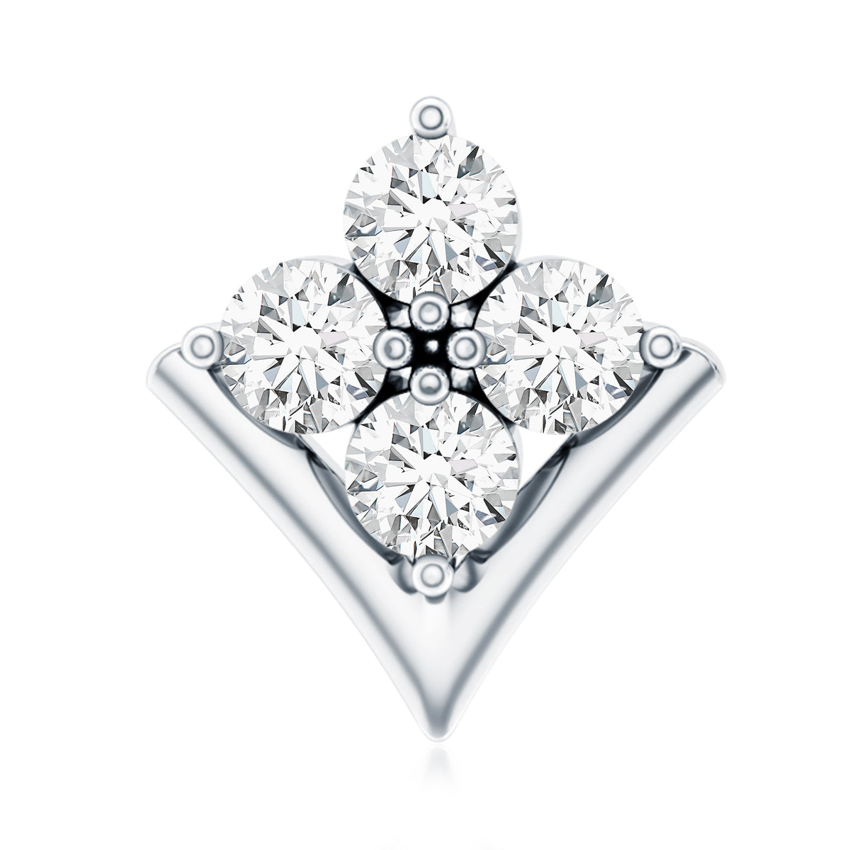 Certified Moissanite Floral Cluster Cartilage Earring D-VS1 - Rosec Jewels