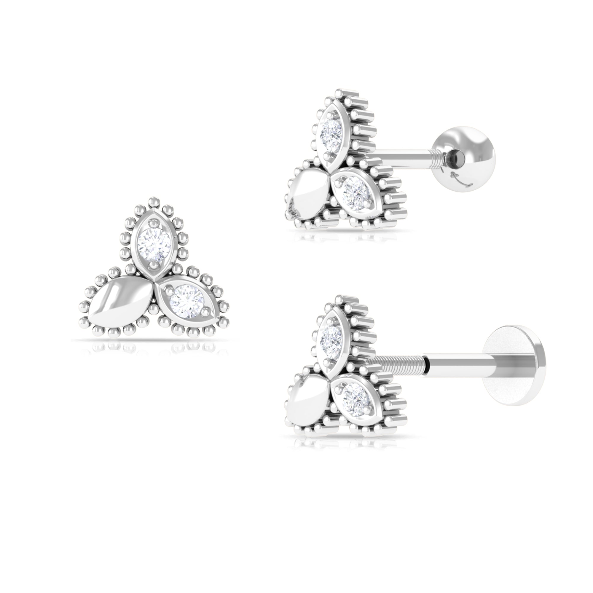 Rosec Jewels-Natural Diamond Leaf Earring for Helix Piercing