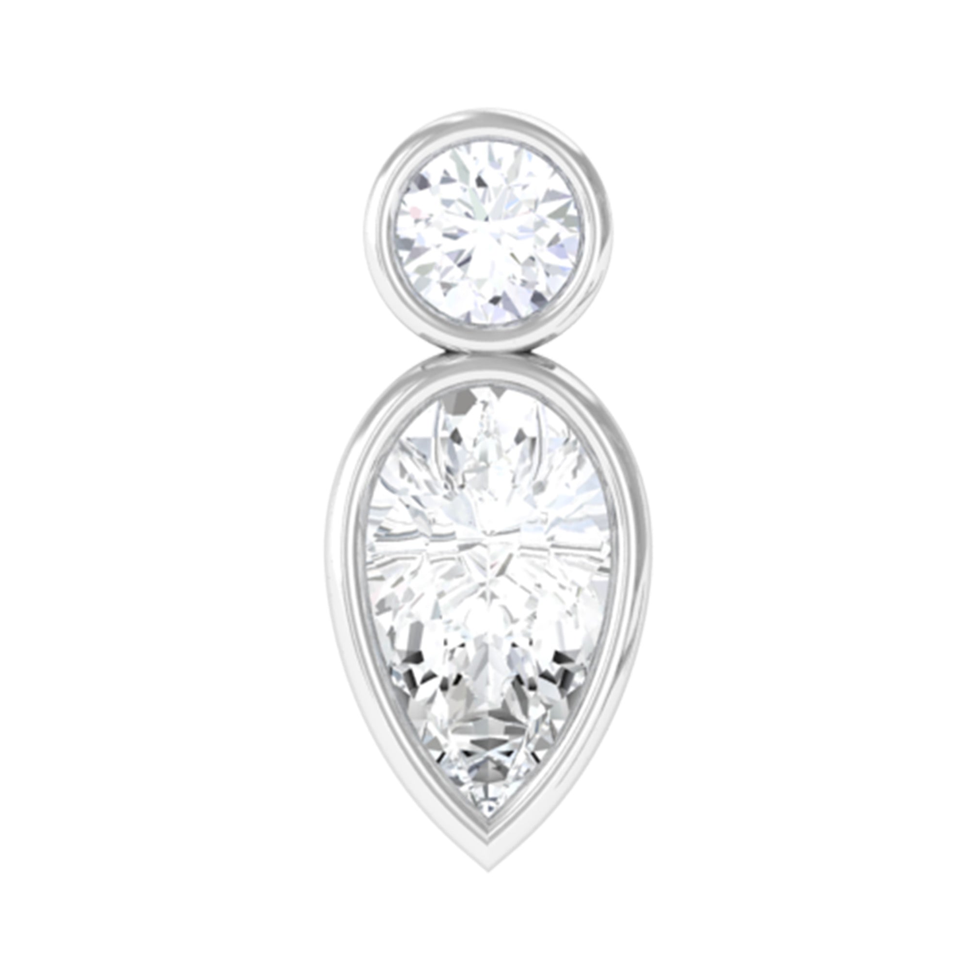 Dainty Pear and Round Cut Moissanite Tragus Earring D-VS1 - Rosec Jewels