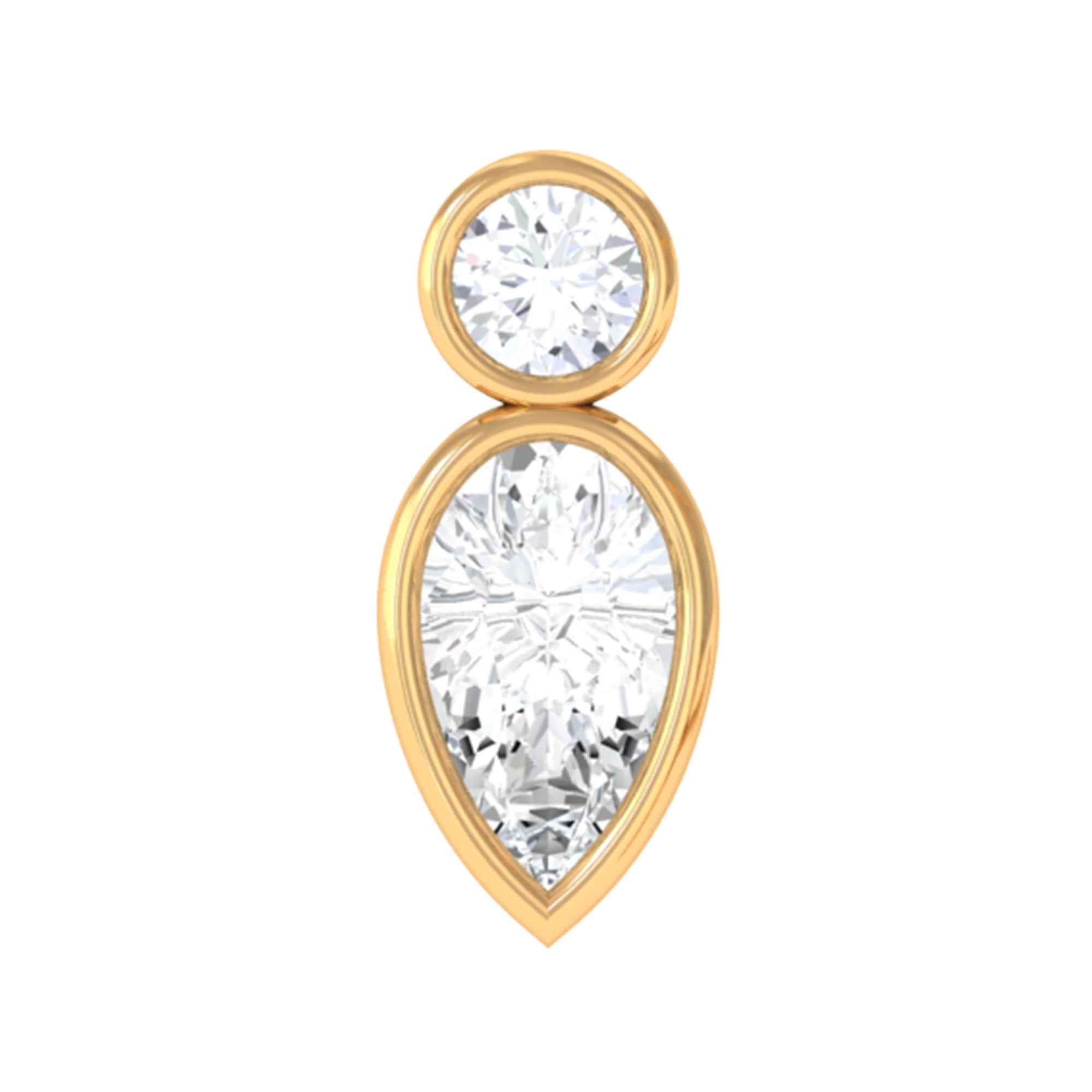 Dainty Pear and Round Cut Moissanite Tragus Earring D-VS1 - Rosec Jewels