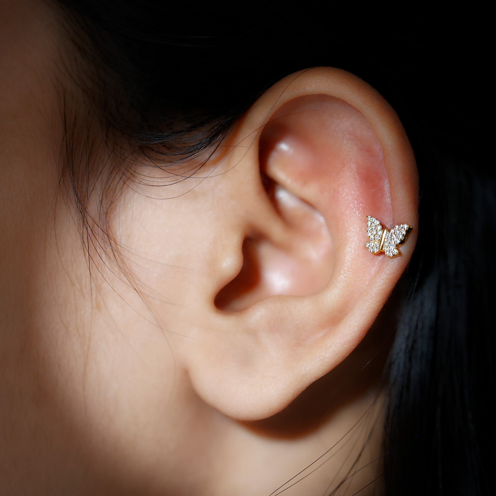 Exquisite Moissanite Butterfly Cartilage Earring D-VS1 - Rosec Jewels