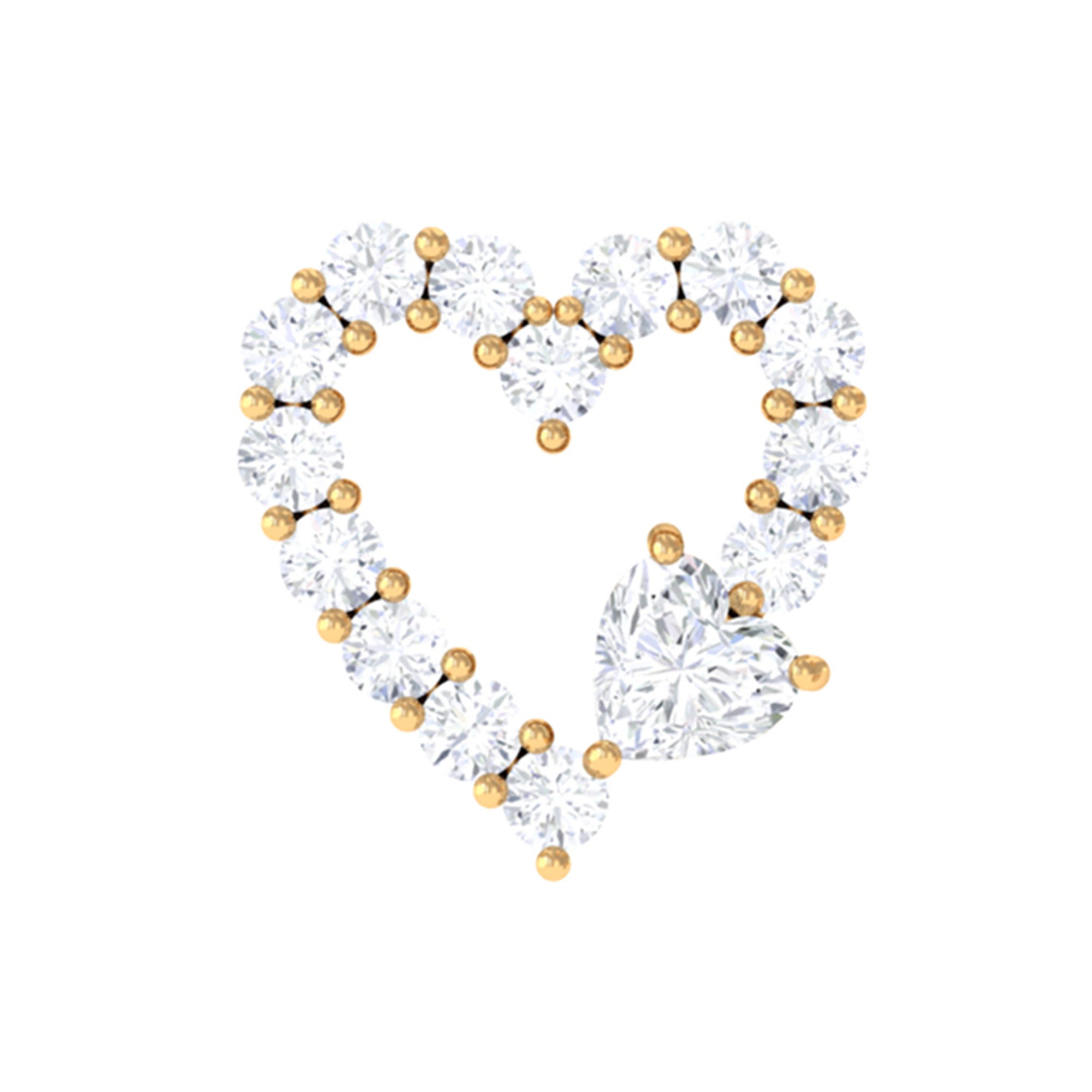 Certified Moissanite Gold Heart Cartilage Earring