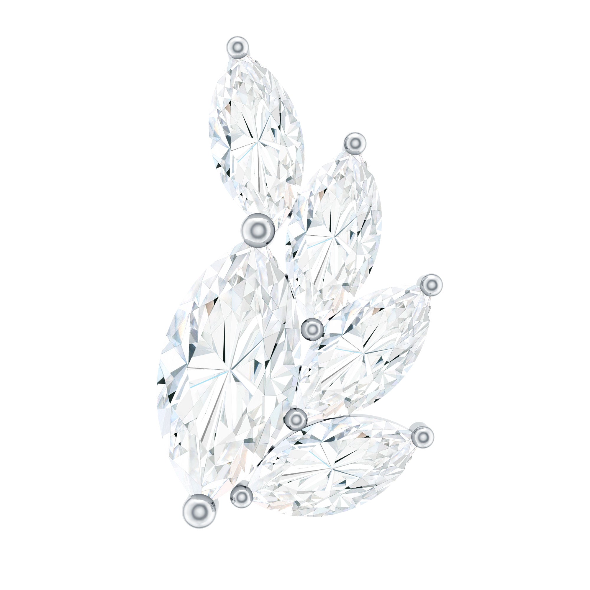 Marquise Cut Moissanite Cluster Helix Earring D-VS1 - Rosec Jewels