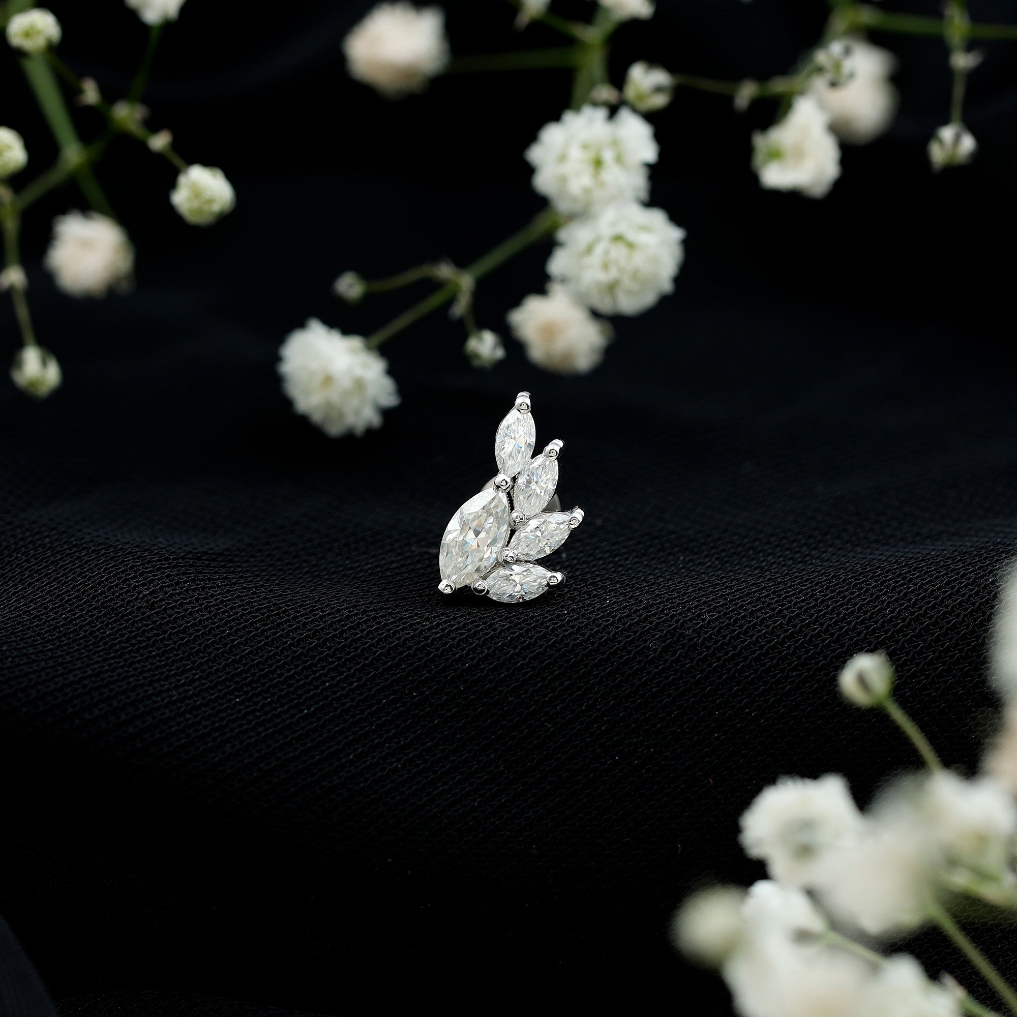 Marquise Cut Moissanite Cluster Helix Earring D-VS1 - Rosec Jewels