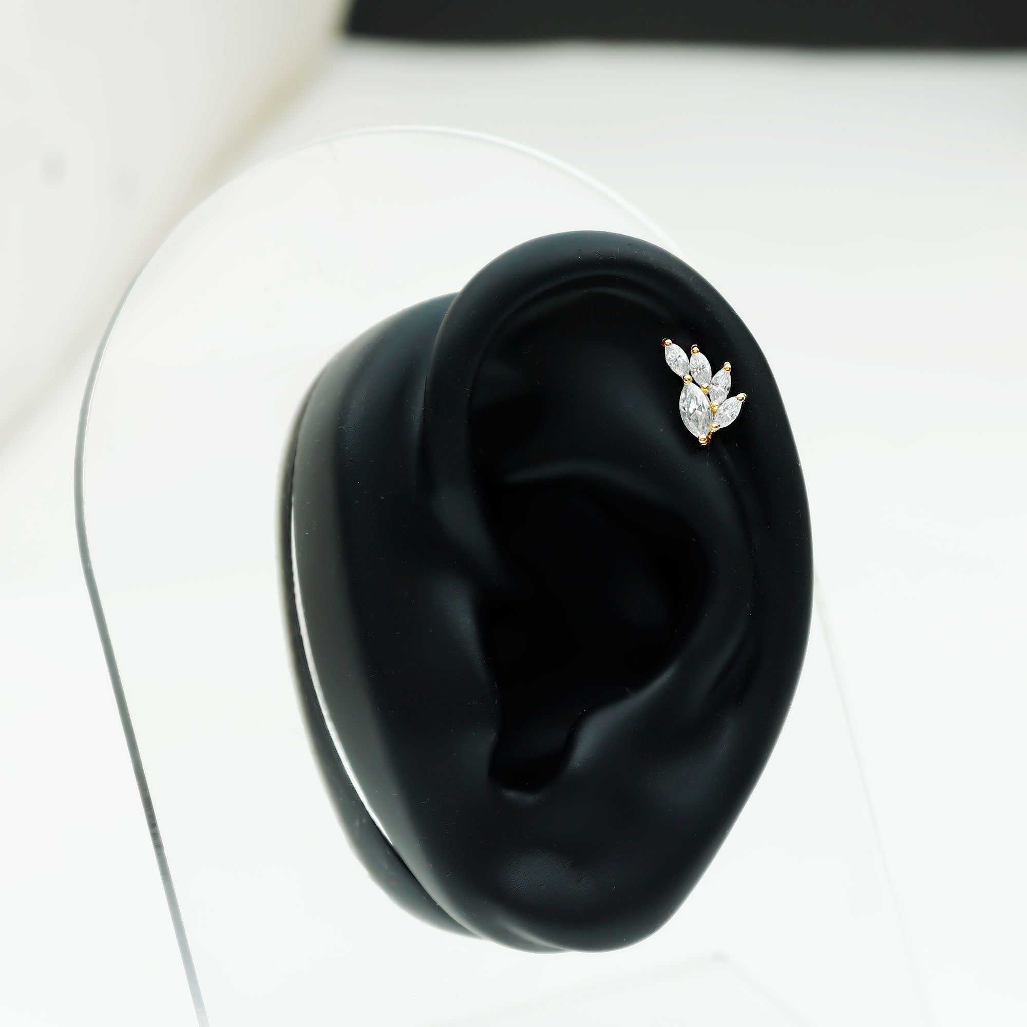 Marquise Cut Moissanite Cluster Helix Earring D-VS1 - Rosec Jewels