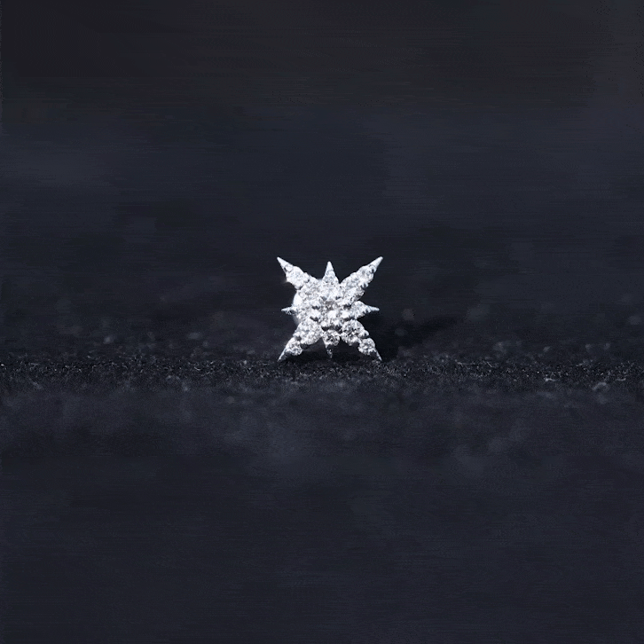 Moissanite Starburst Cartilage Earring with Flat Back D-VS1 - Rosec Jewels