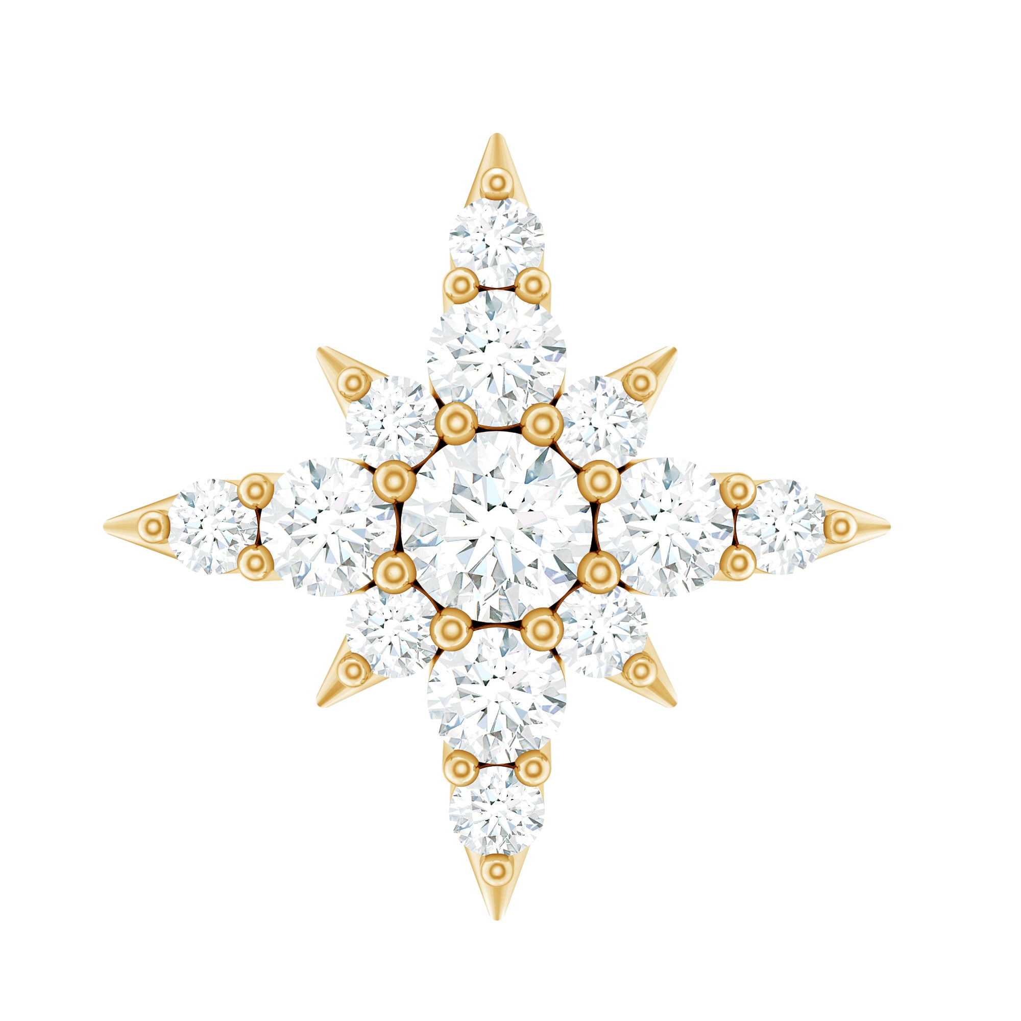 Moissanite Starburst Cartilage Earring with Flat Back D-VS1 - Rosec Jewels