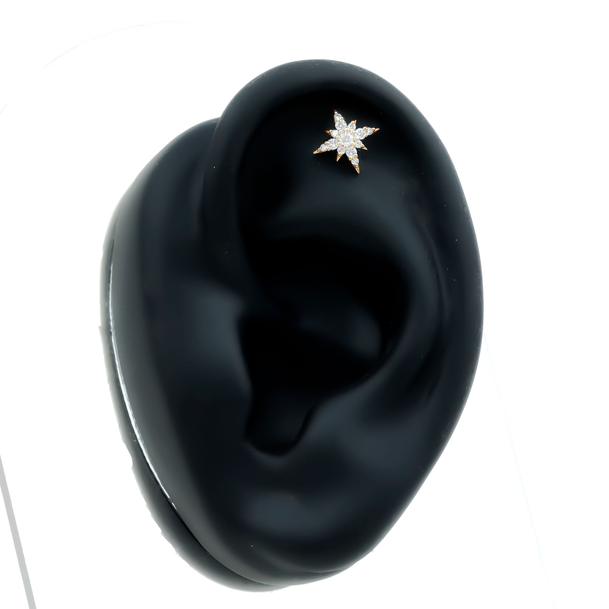 Moissanite Starburst Cartilage Earring with Flat Back D-VS1 - Rosec Jewels