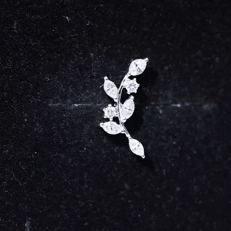 Womens Marquise Diamond Leaf Crawler Earring Natural - ( HI-SI ) - Rosec Jewels