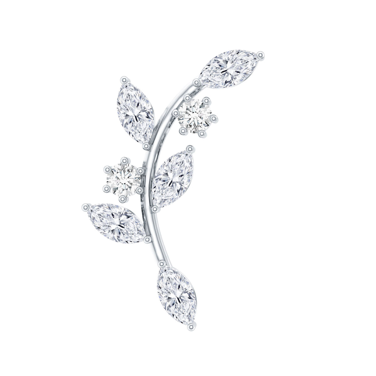 Womens Marquise Diamond Leaf Crawler Earring Natural - ( HI-SI ) - Rosec Jewels