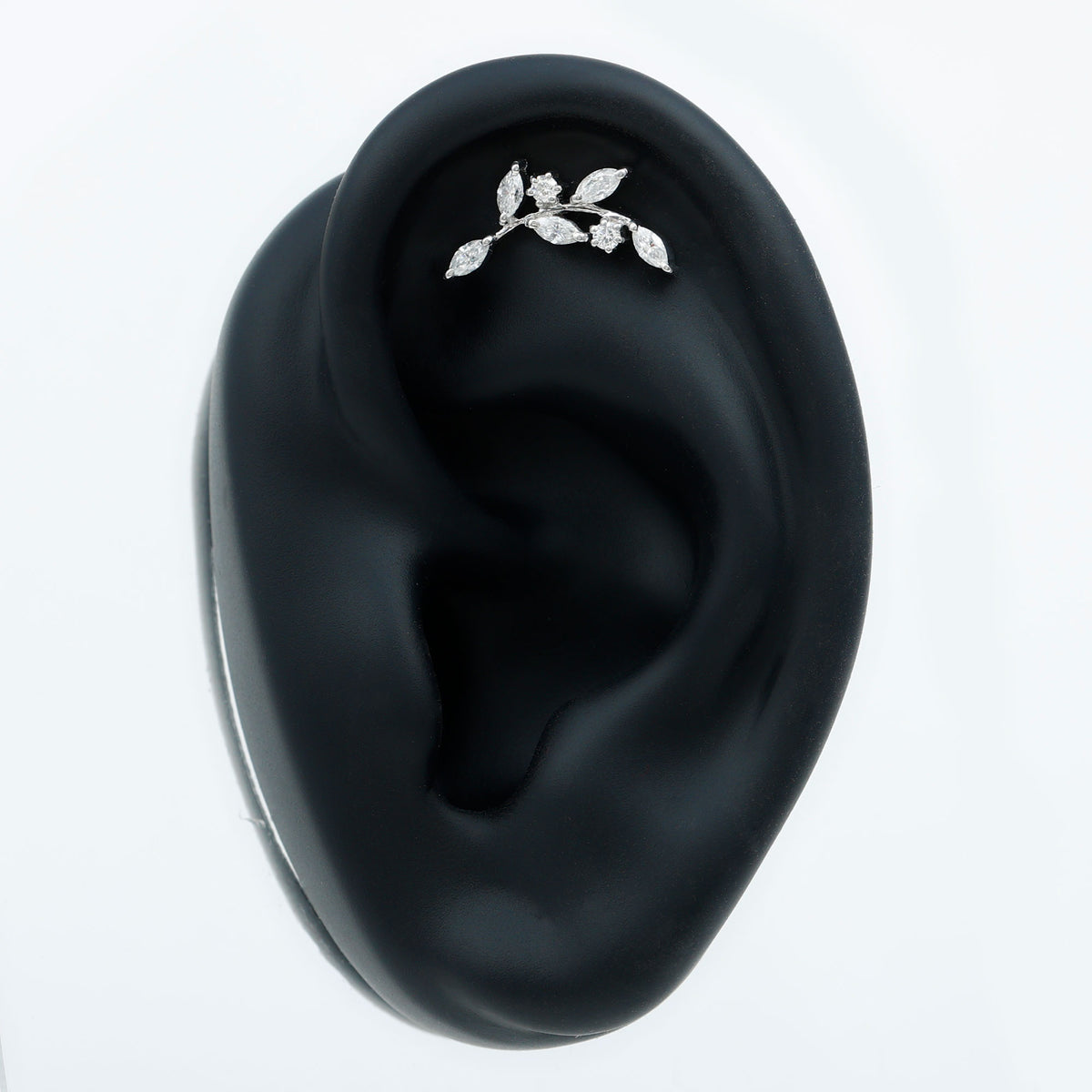 Womens Marquise Diamond Leaf Crawler Earring Natural - ( HI-SI ) - Rosec Jewels