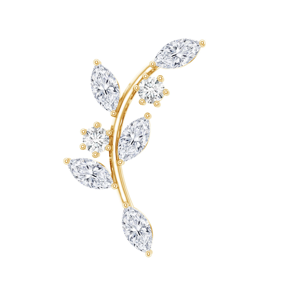 Womens Marquise Diamond Leaf Crawler Earring Natural - ( HI-SI ) - Rosec Jewels