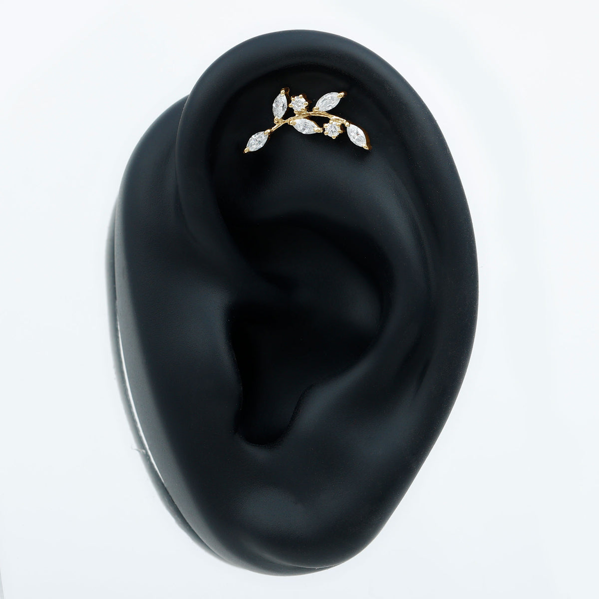 Womens Marquise Diamond Leaf Crawler Earring Natural - ( HI-SI ) - Rosec Jewels