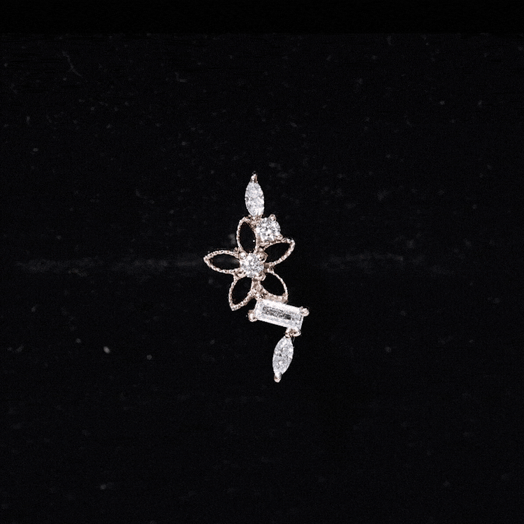 Unique Moissanite Flower Crawler Cartilage Earring D-VS1 - Rosec Jewels