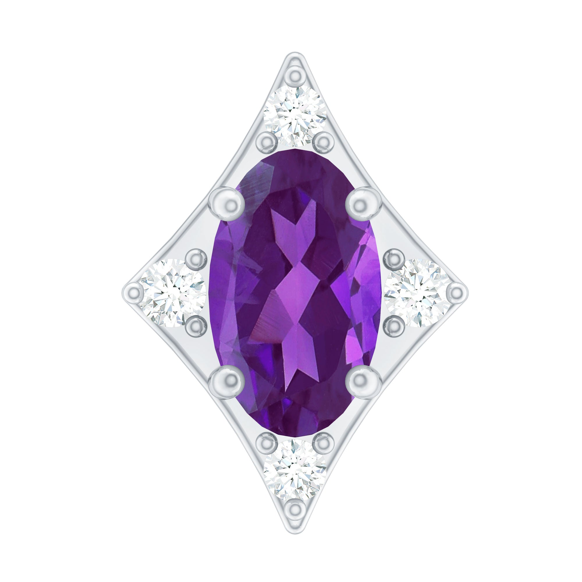 Oval Natural Amethyst Tragus Earring with Lab Grown Diamond AAA - Rosec Jewels