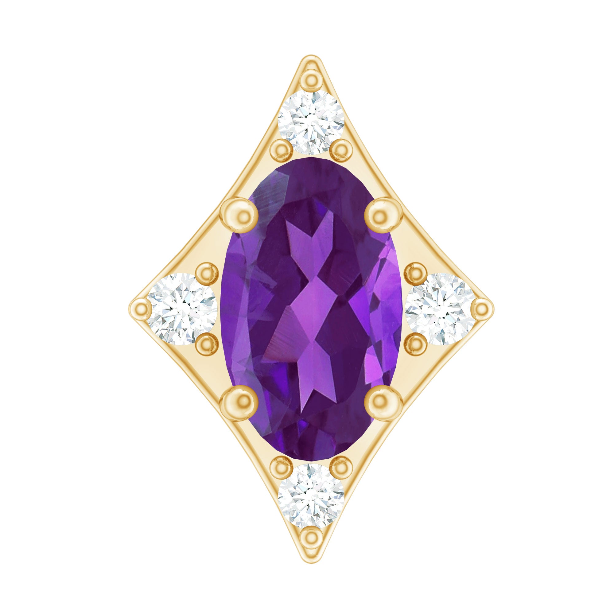 Oval Natural Amethyst Tragus Earring with Lab Grown Diamond AAA - Rosec Jewels
