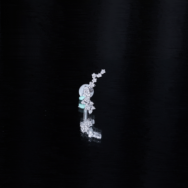 Diamond Cluster Crawler Earring for Helix Piercing Natural - ( HI-SI ) - Rosec Jewels