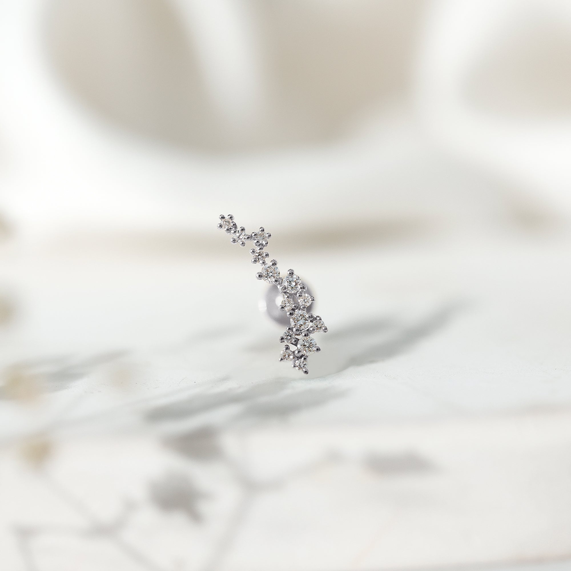 Natural Diamond Cluster Crawler Earring for Helix Piercing Natural - ( HI-SI ) - Rosec Jewels